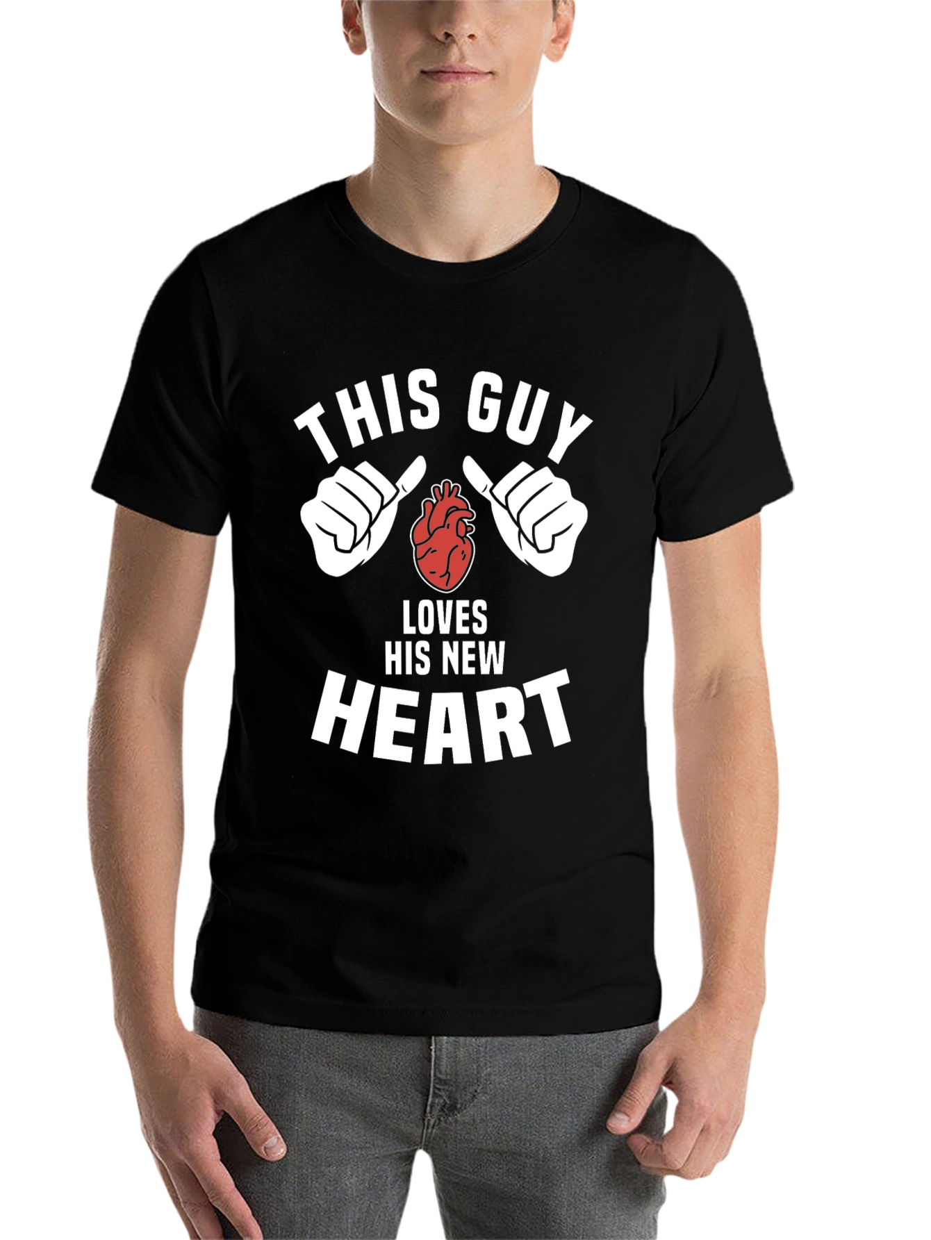 Black This Guy Loves His New Heart Graphic Tee view 7