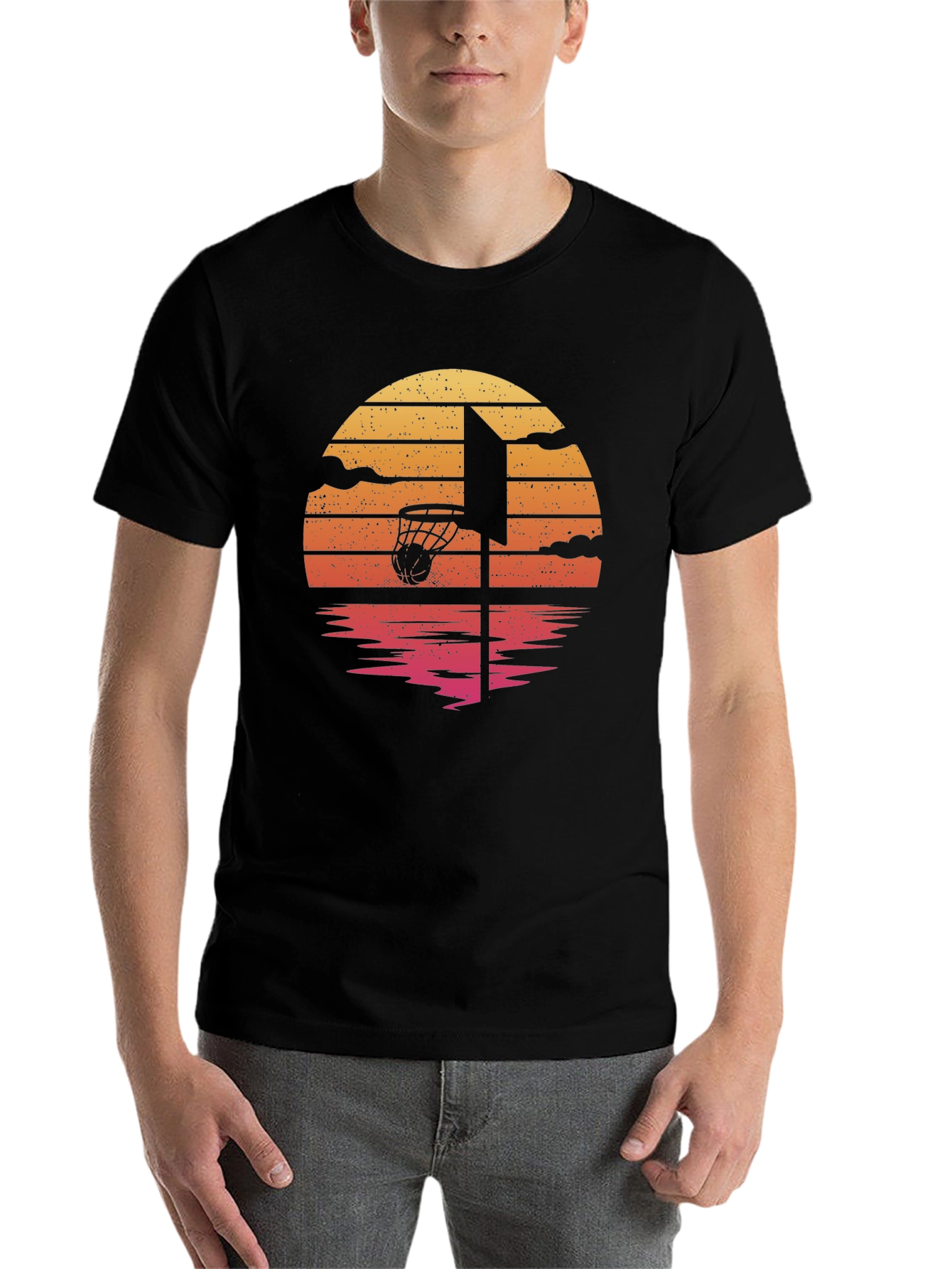 Black Sunset Basketball Graphic Tee view 7