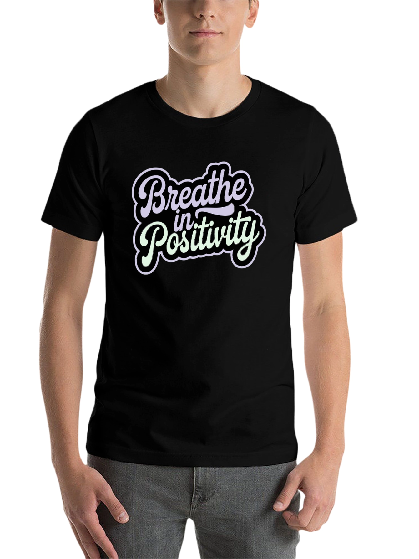 Black Breathe in Positivity Graphic T-Shirt view 7