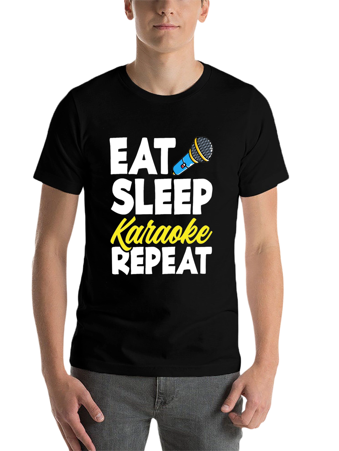 Black Eat Sleep Karaoke Repeat T-Shirt view 7