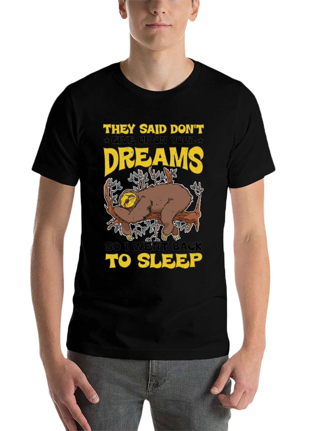 Black Don't Give Up Dreams Sloth Graphic T-Shirt view 7