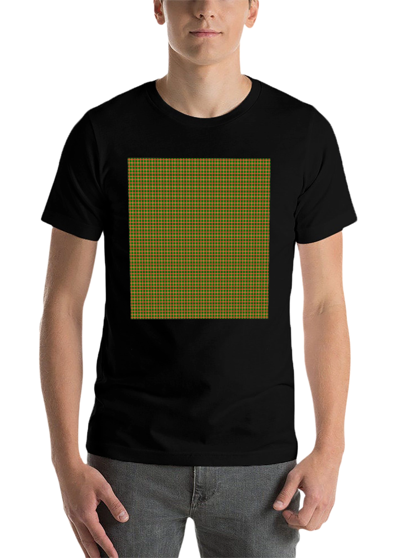 Black Retro Plaid Print Black T-Shirt view 7