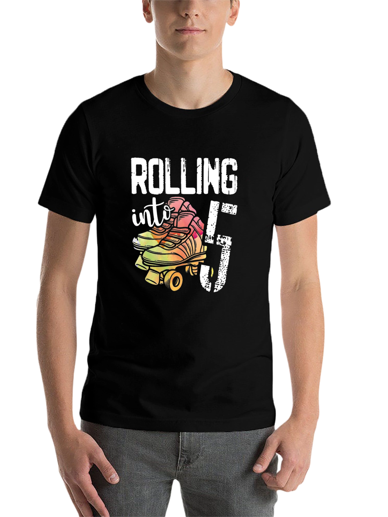Black Rolling Into 5th Birthday T-Shirt view 7