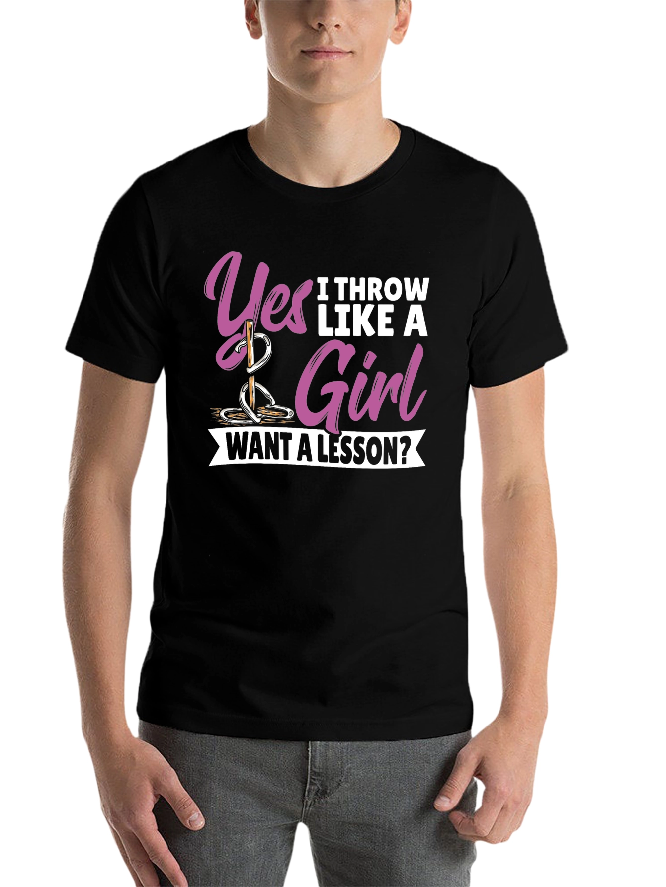 Black Yes I Throw Like A Girl T-Shirt view 7