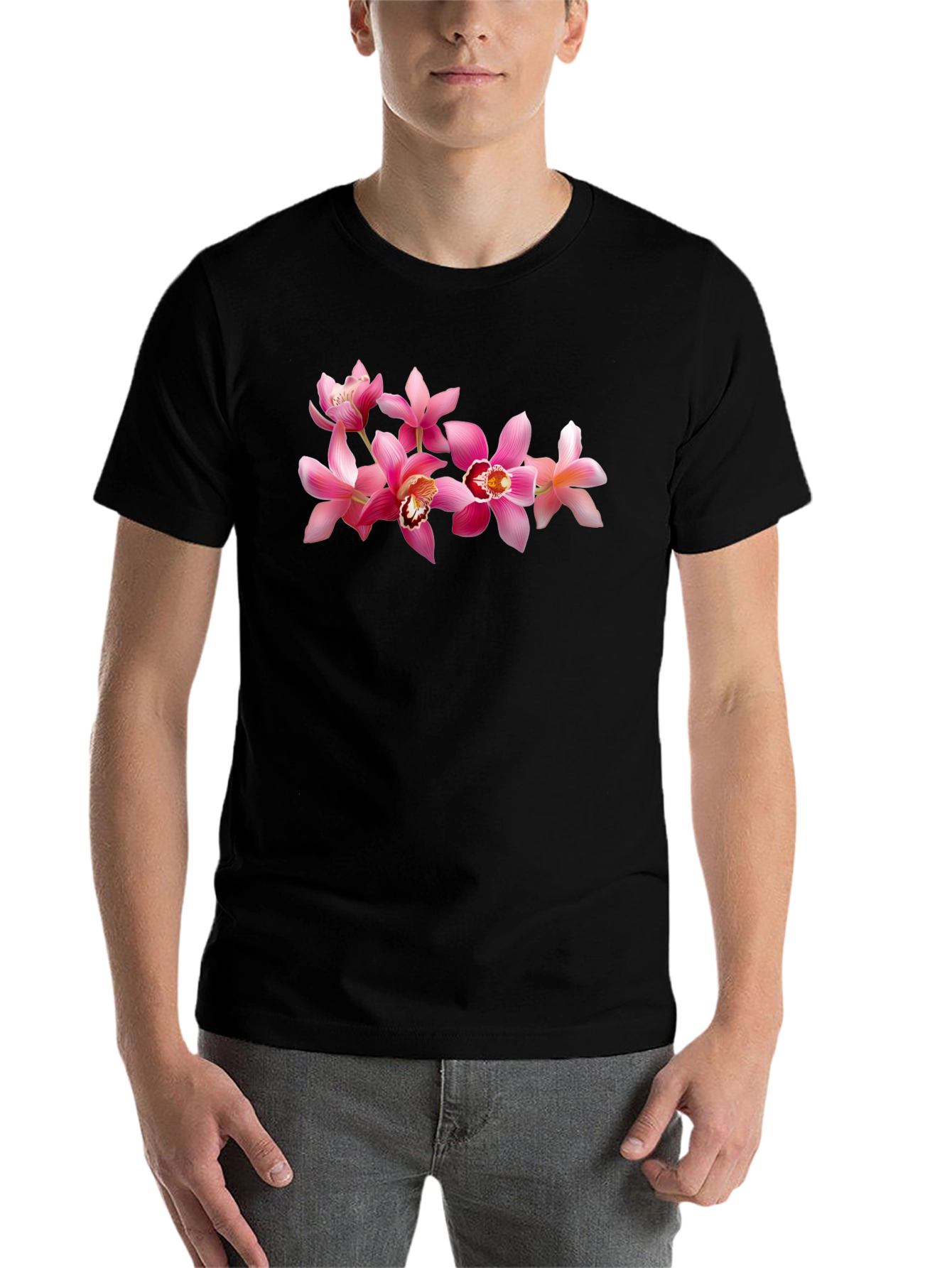 Black Floral Print Crew Neck T-Shirt view 7