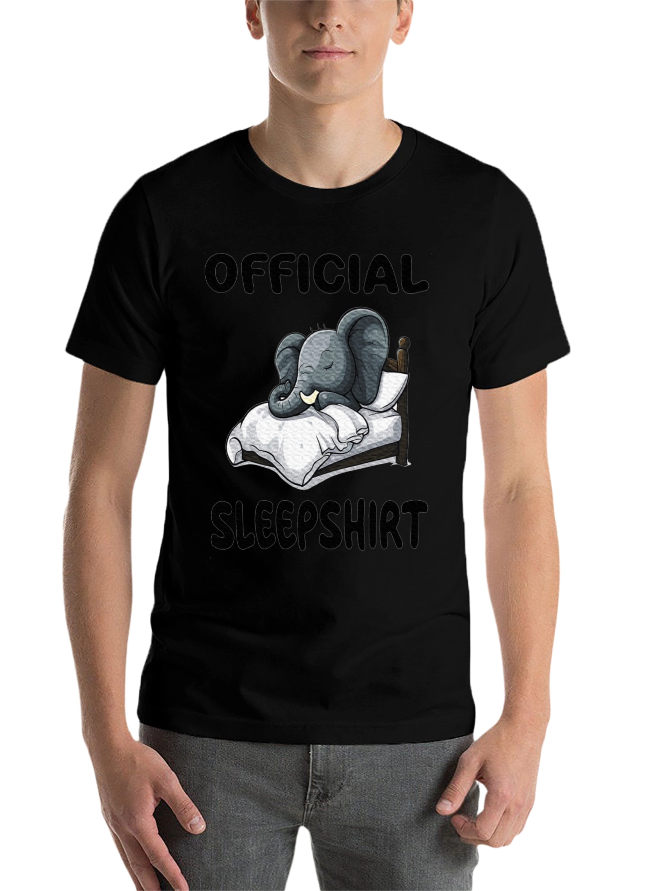 Black Official Sleepshirt: Elephant Pajama Tee view 7
