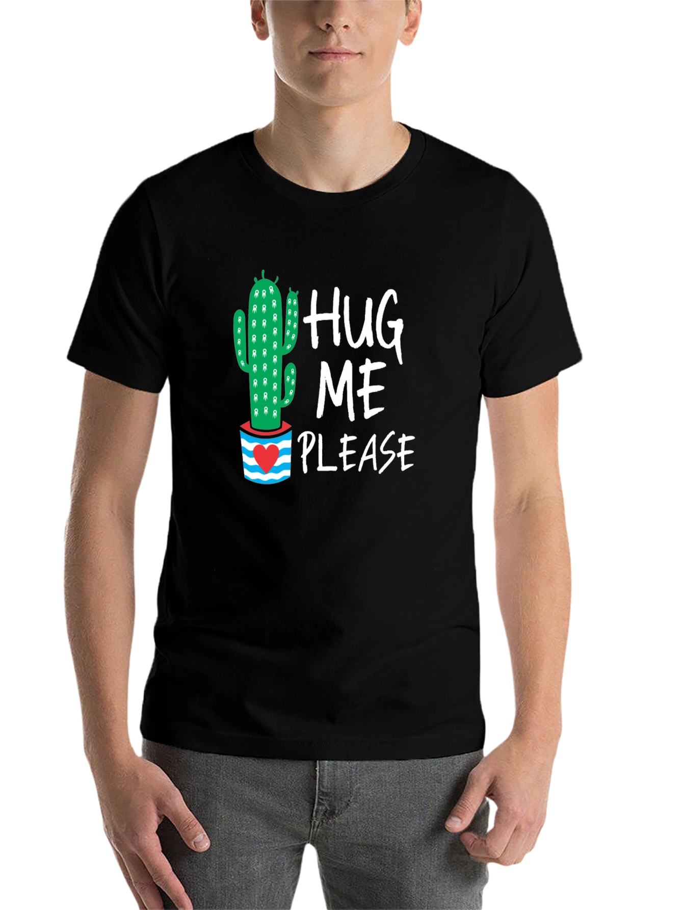 Black Hug Me Please Cactus Graphic Tee view 7