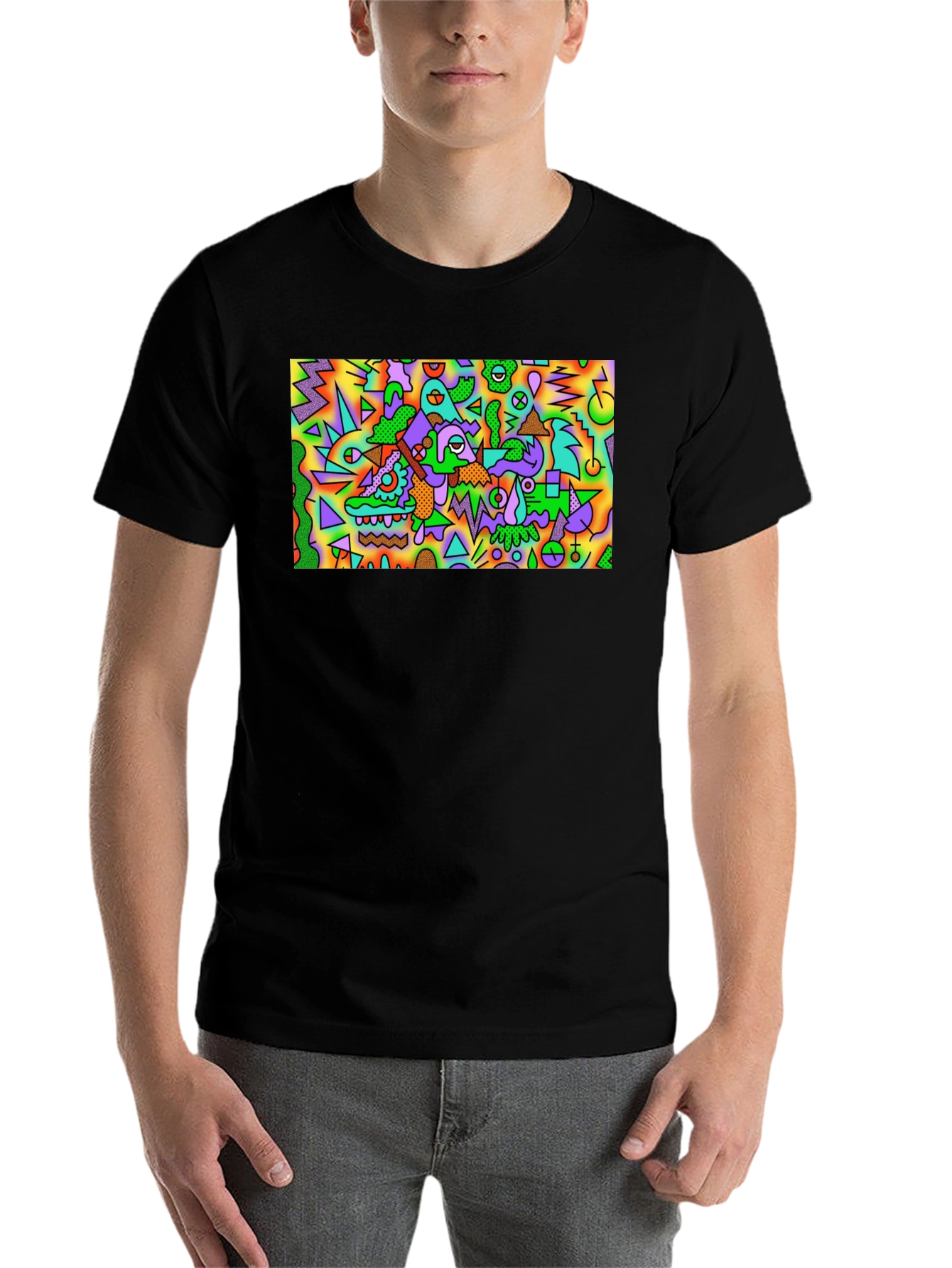 Black Abstract Art Tee - Bold Graphic Print T-Shirt view 7