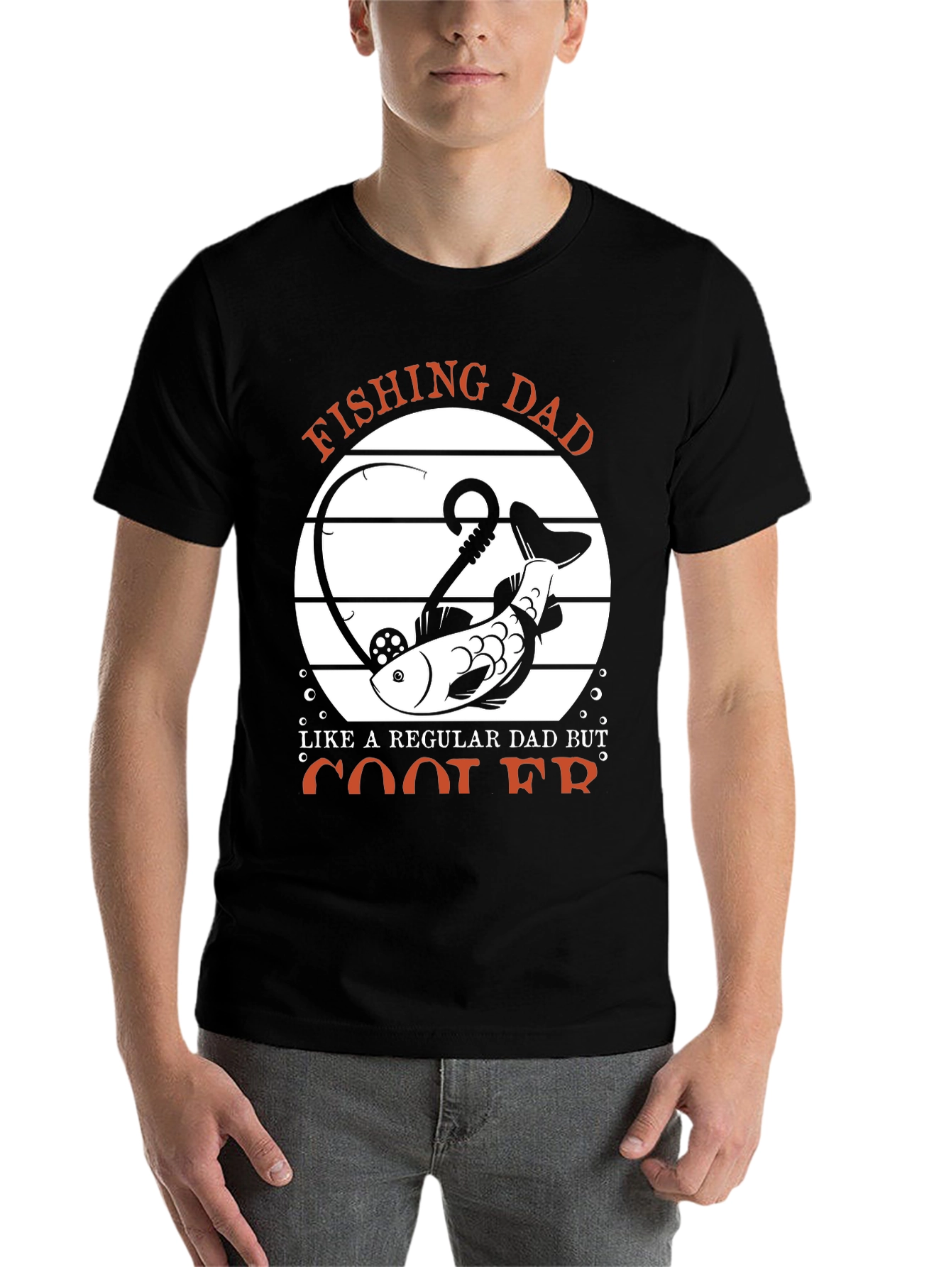 Black Fishing Dad T-Shirt - Cool Dad Graphic Tee view 7