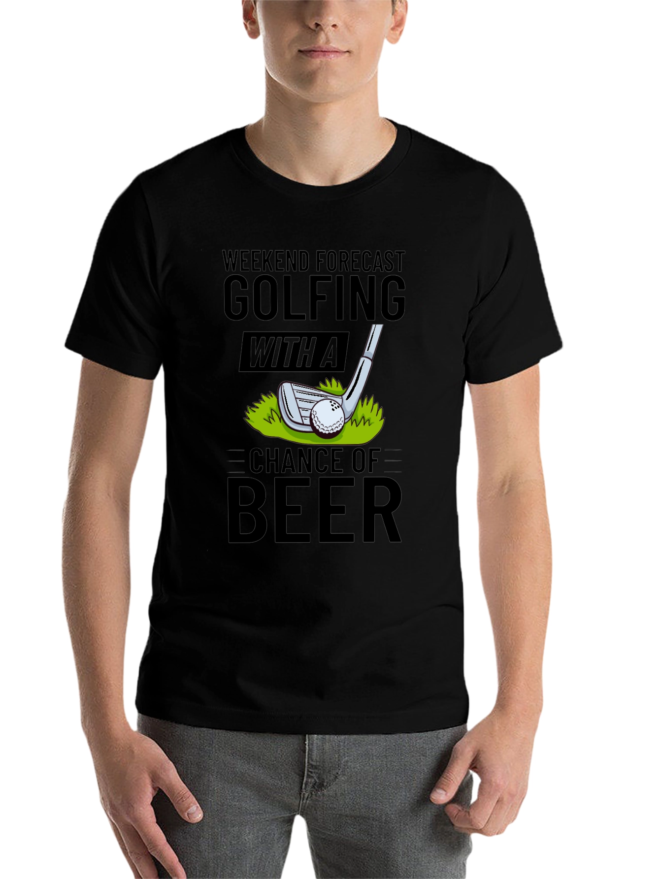 Black Golfing & Beer Forecast T-Shirt view 7