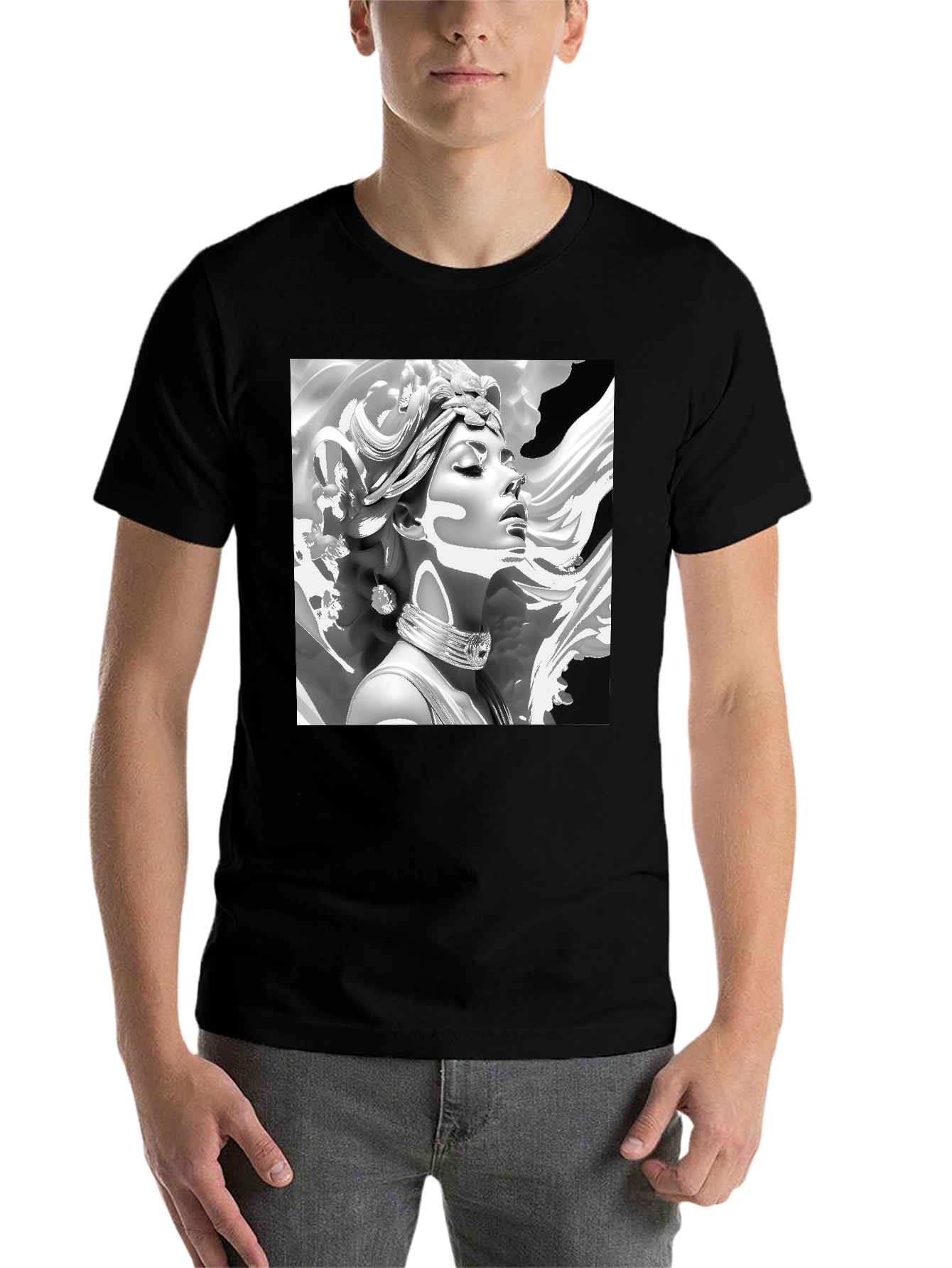 Black Elegant Medusa Graphic Tee - Classic Black view 7