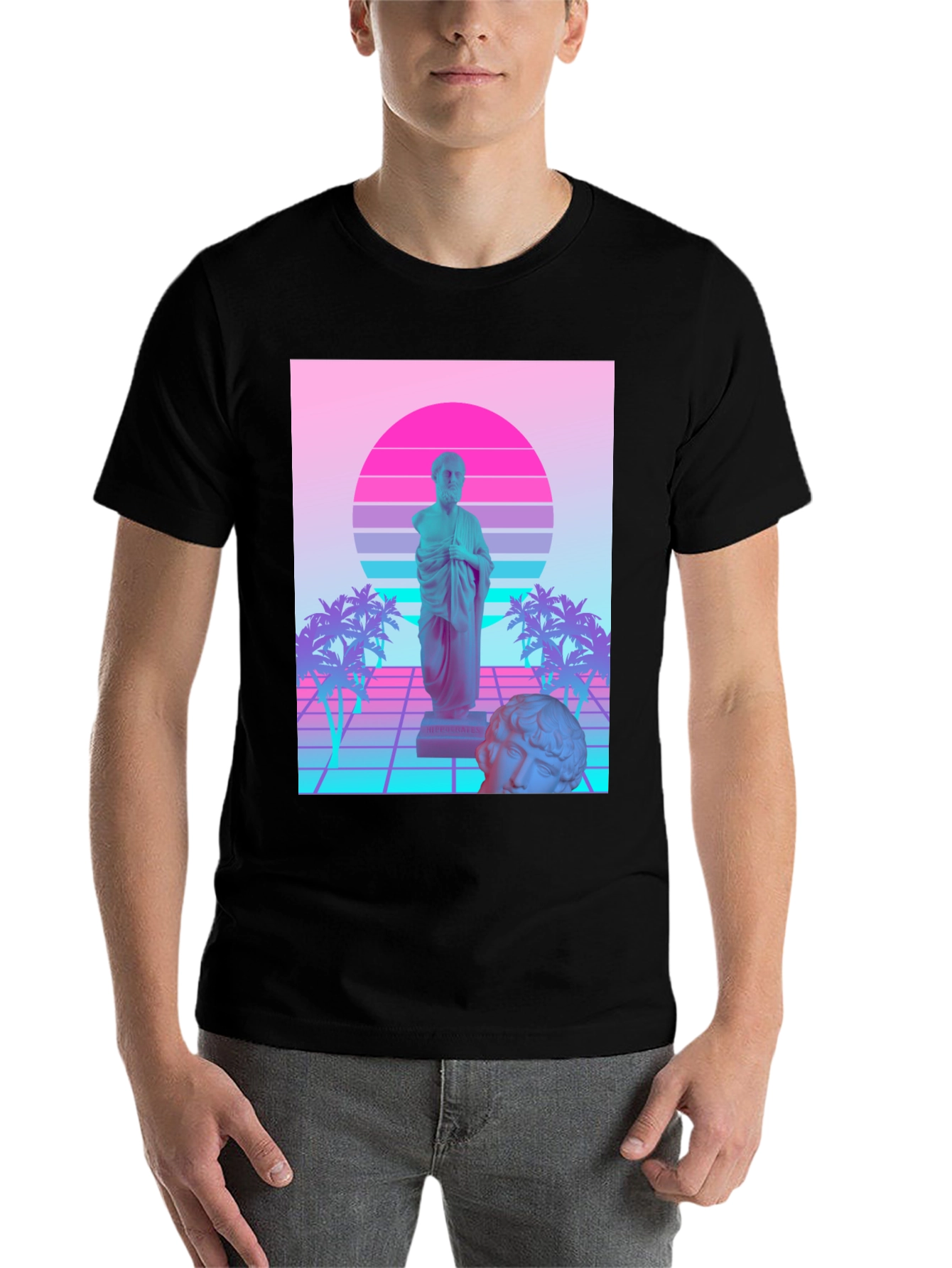 Black Vaporwave Statue T-Shirt - Retro Aesthetic Tee view 7