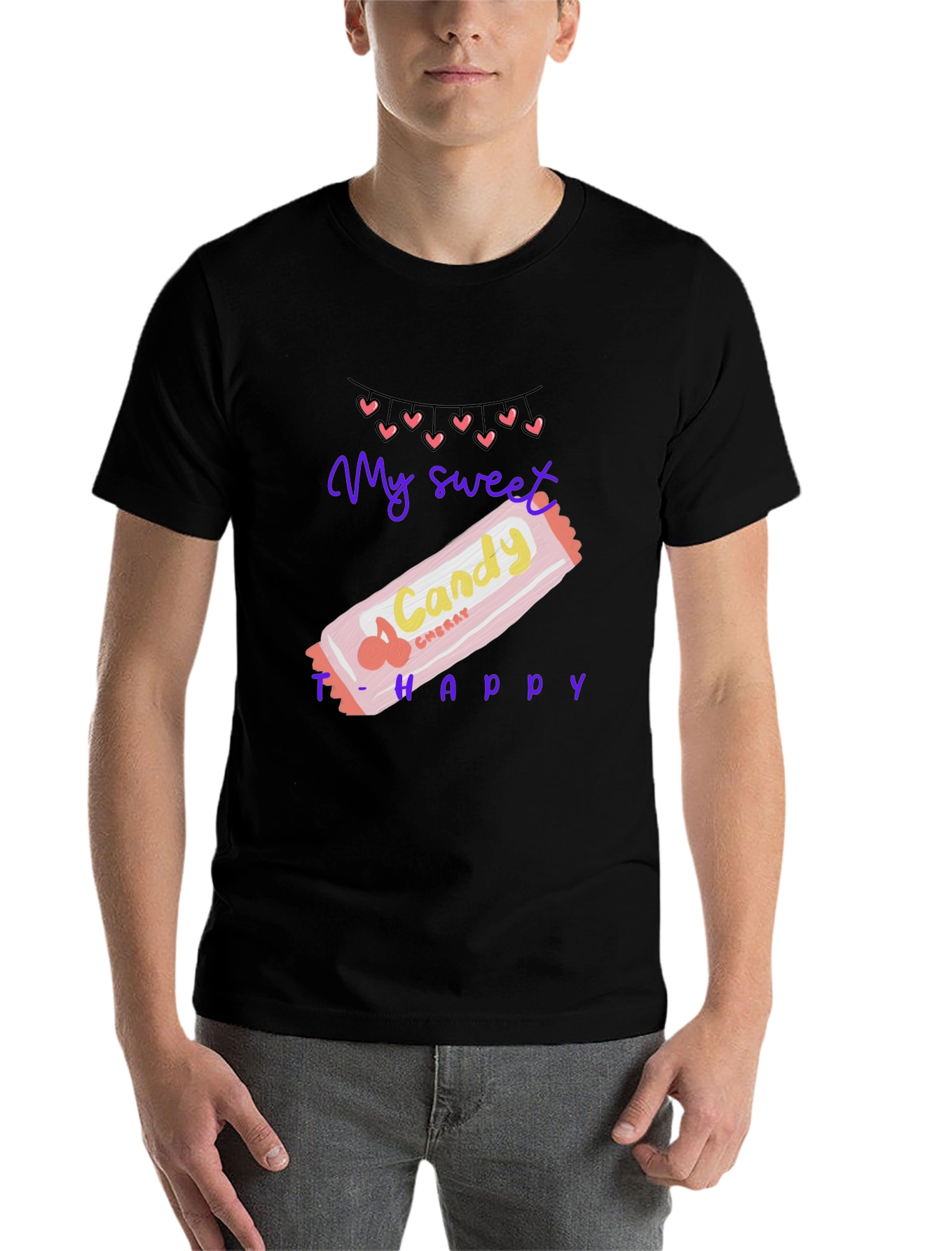 Black Sweet Candy Cherry Happy T-Shirt view 7
