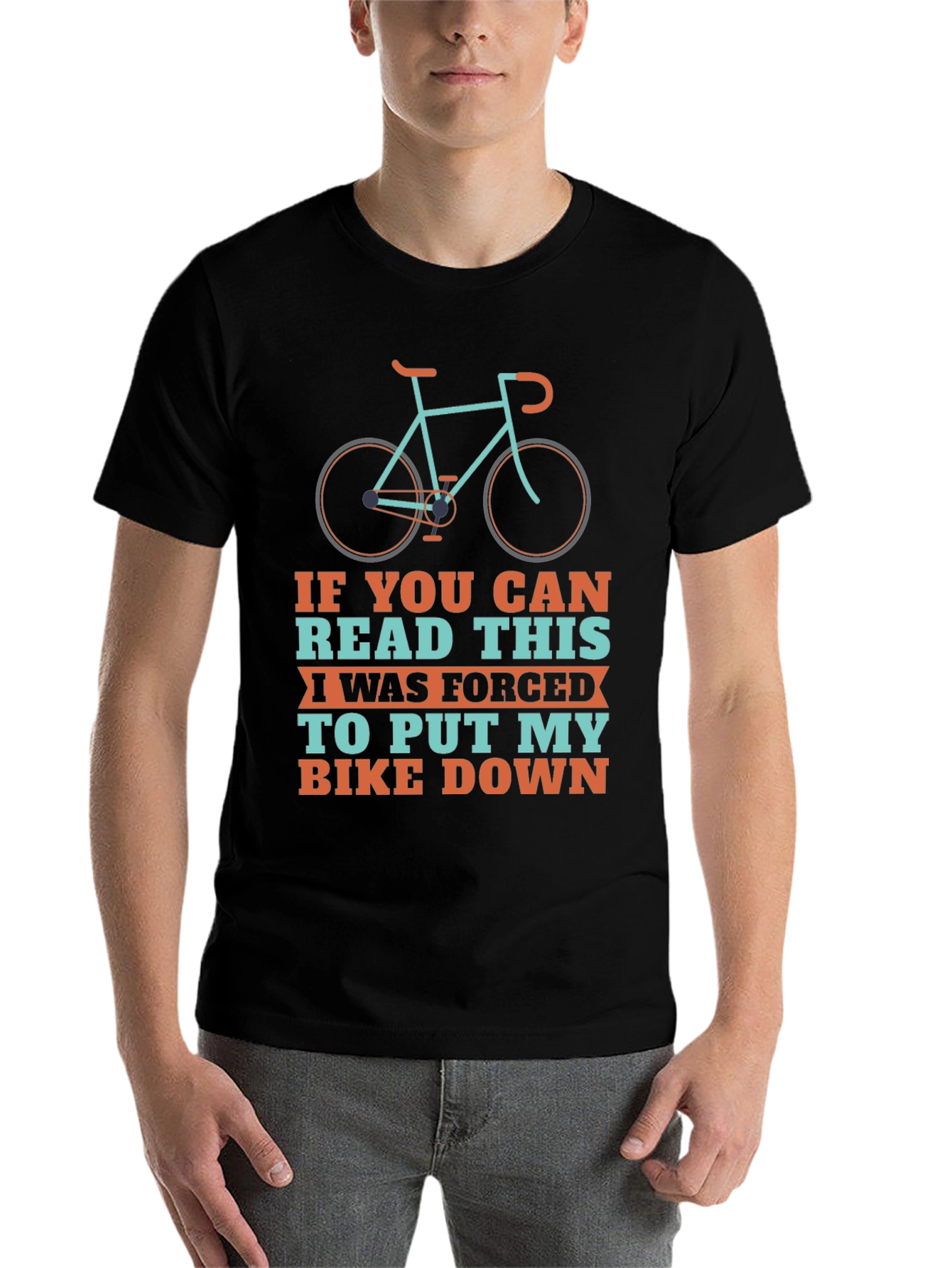 Black Funny Biker T-Shirt - "If You Can Read This" Cycling Tee view 7