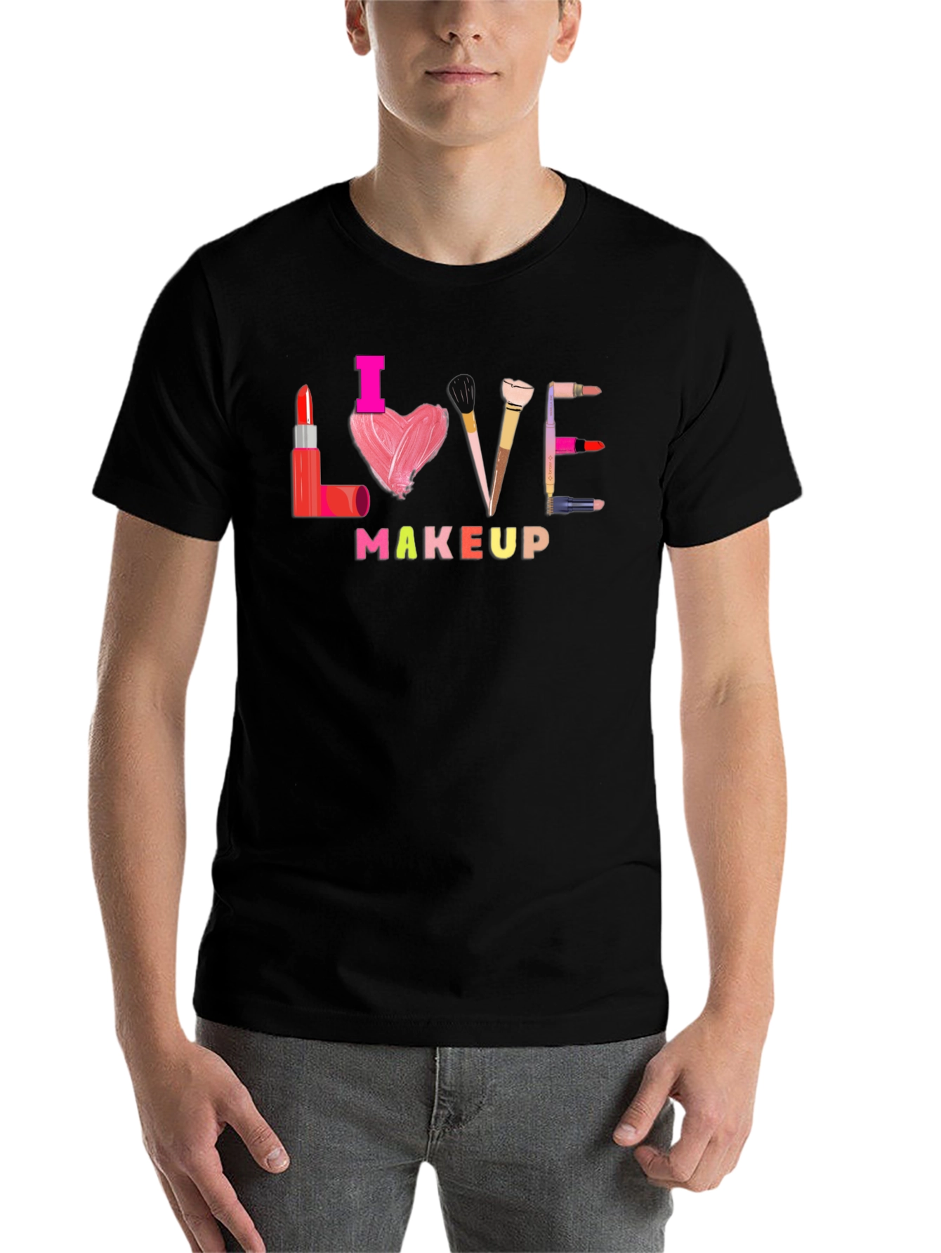 Black I Love Makeup T-Shirt view 7