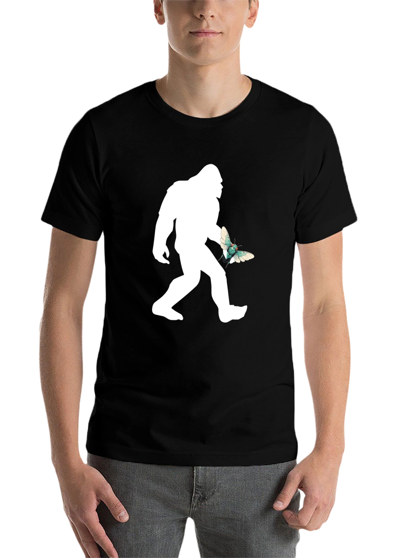 Black Sasquatch & Butterfly Graphic T-Shirt - Black view 7