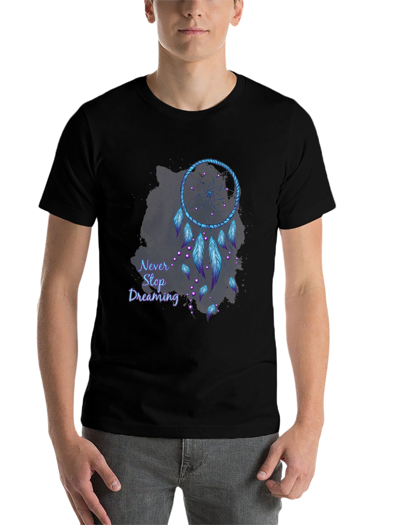 Black Dreamcatcher Graphic Tee - Never Stop Dreaming Shirt view 7