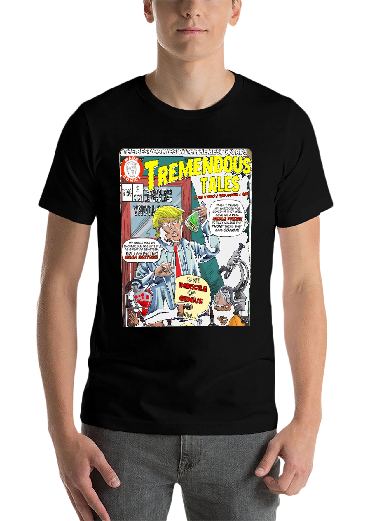 Black Tremendous Tales Trump Comic T-Shirt view 7