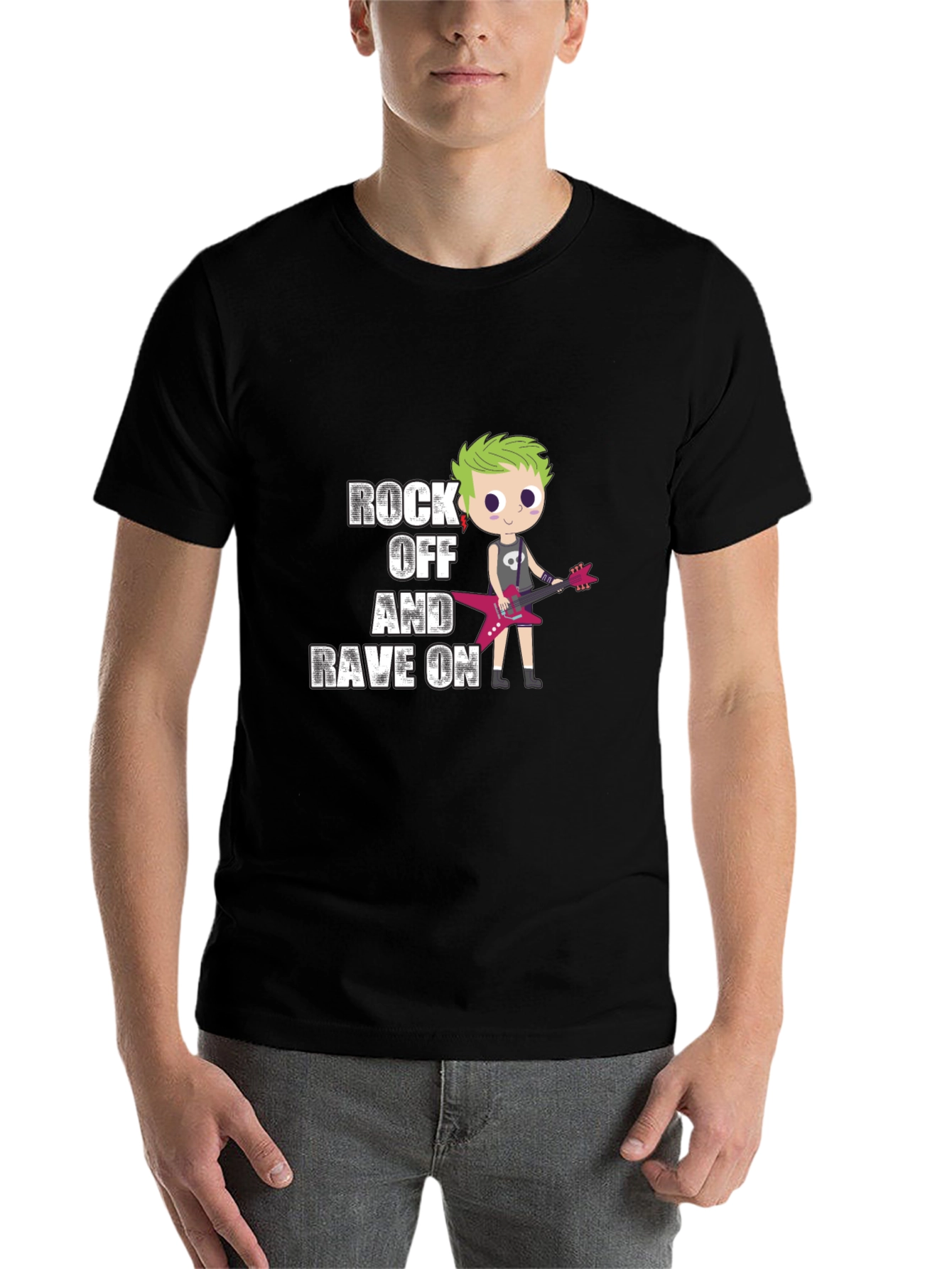 Black Rock Off and Rave On Black Graphic T-Shirt view 7