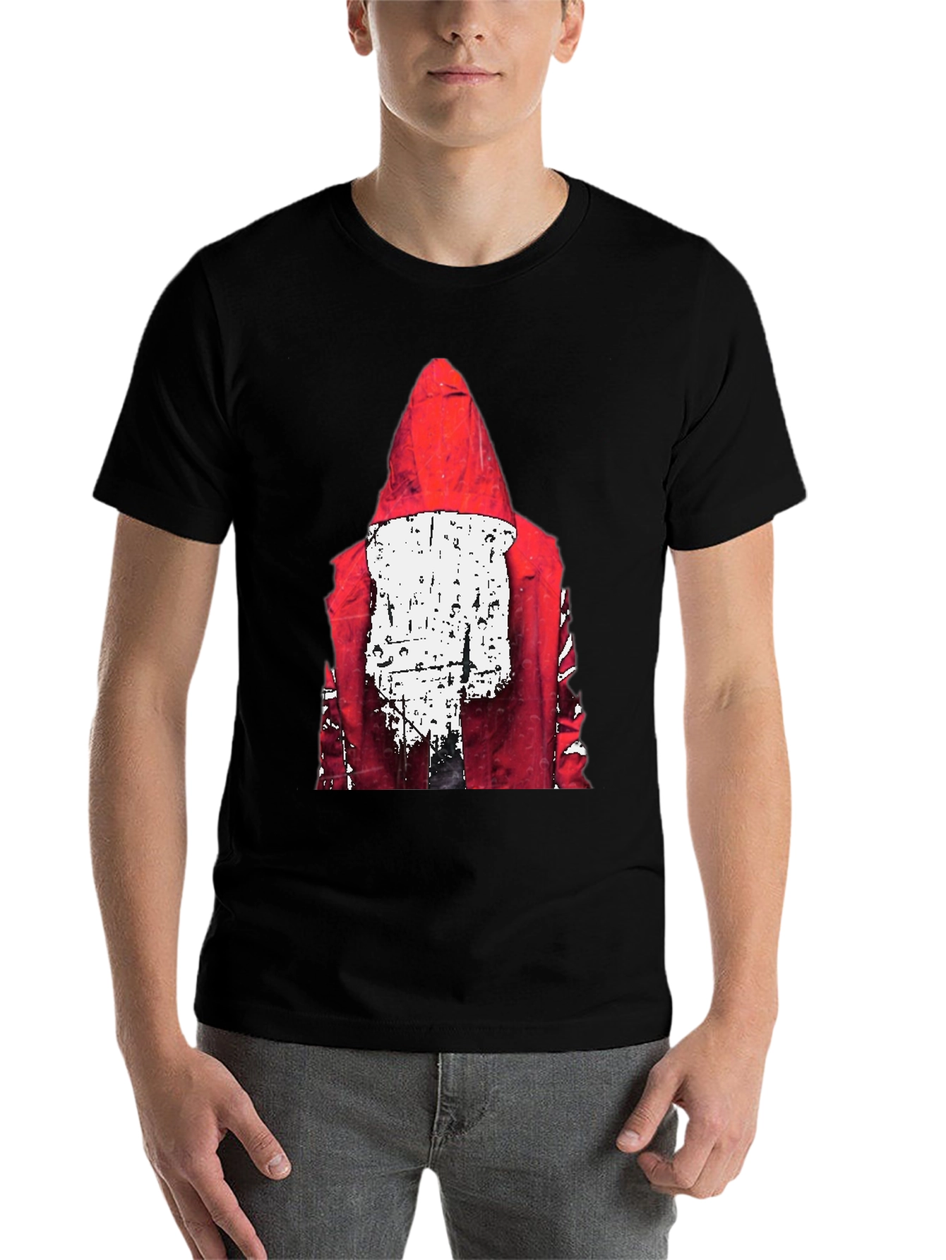 Black Red Hood Graphic Print Black T-Shirt view 7