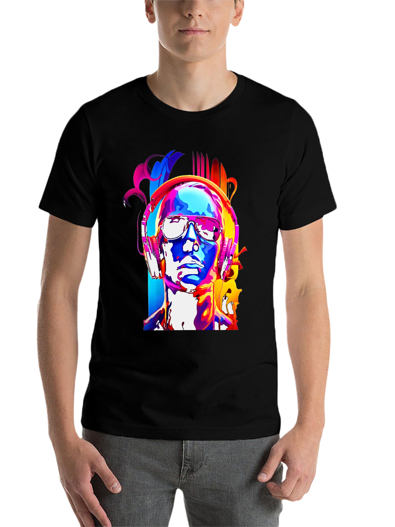 Black Vibrant Music Lover T-Shirt view 7