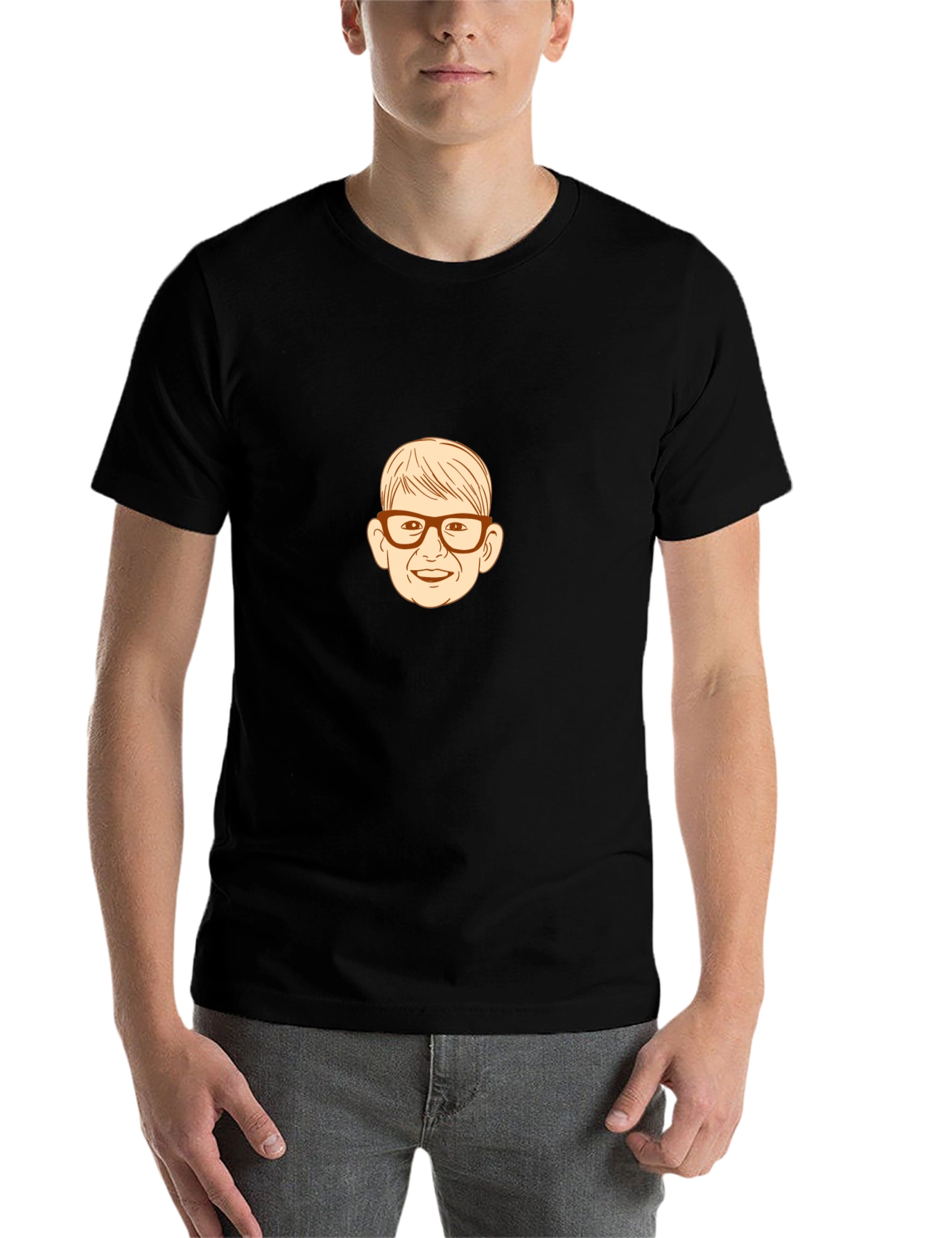 Black Funny Cartoon Face Black T-Shirt view 7
