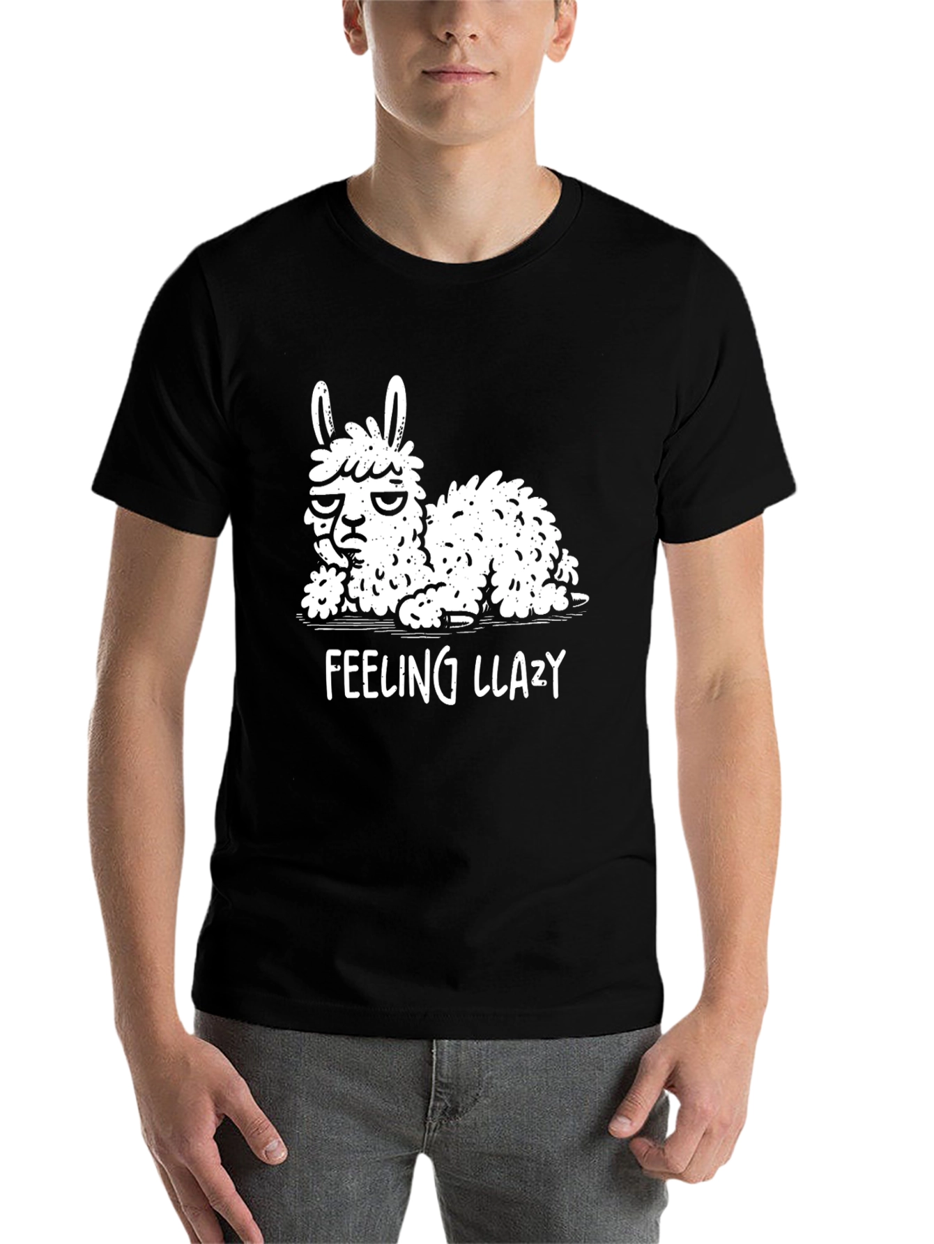 Black Feeling Llazy Llama T-Shirt - Funny Animal Graphic Tee view 7