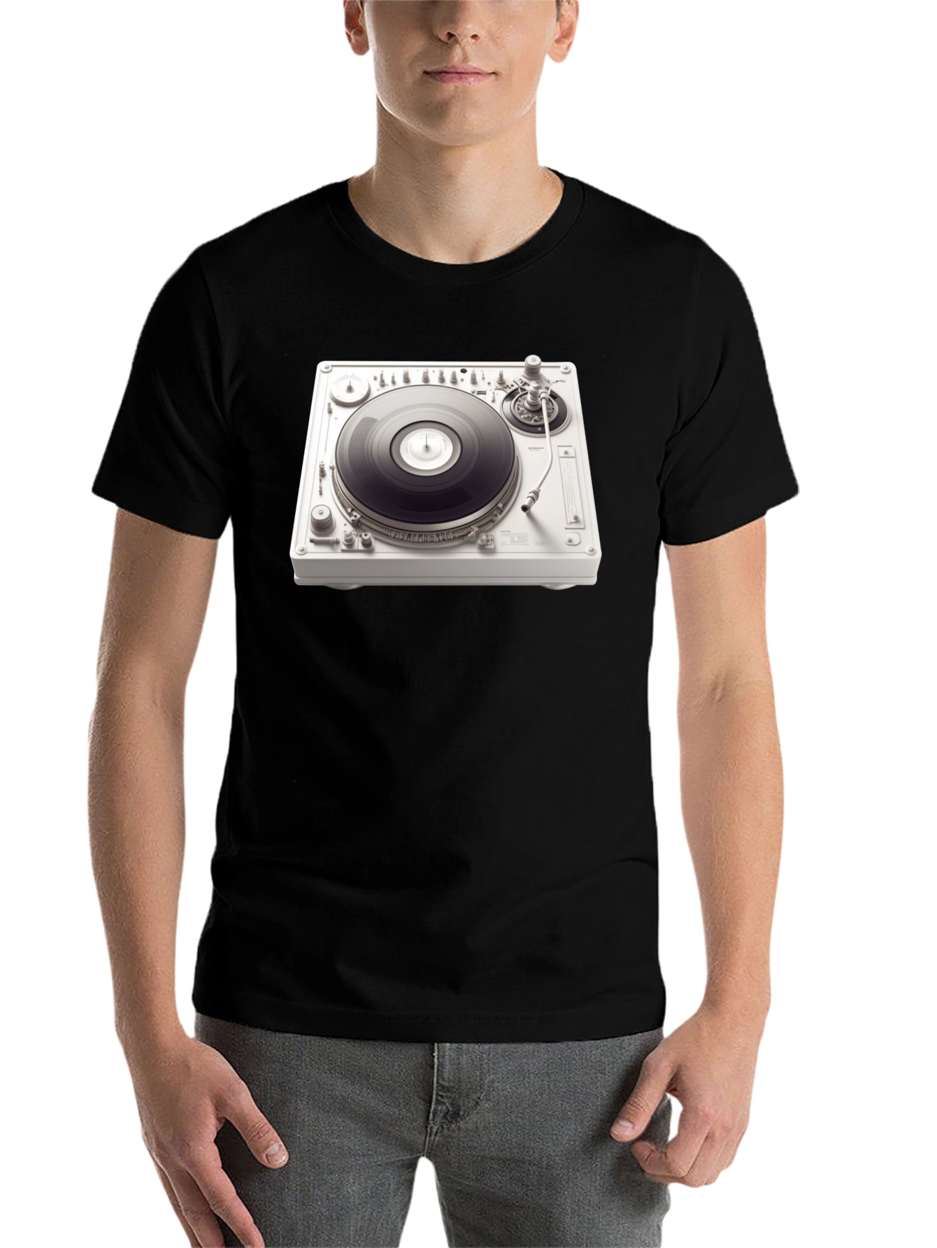 Black DJ Turntable Graphic Tee - Music Lover's T-Shirt view 7