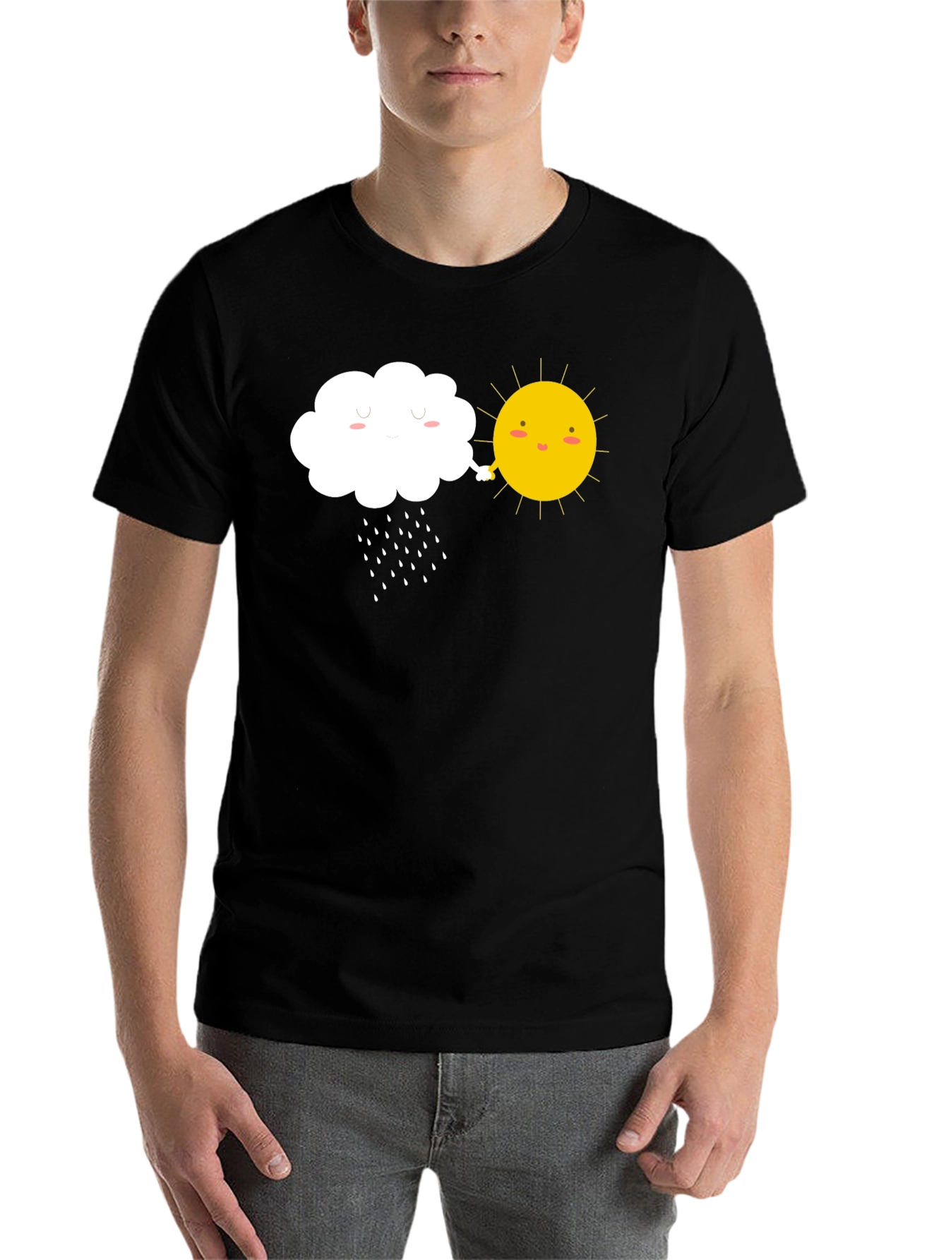 Black Cute Sun and Cloud Graphic Tee view 7