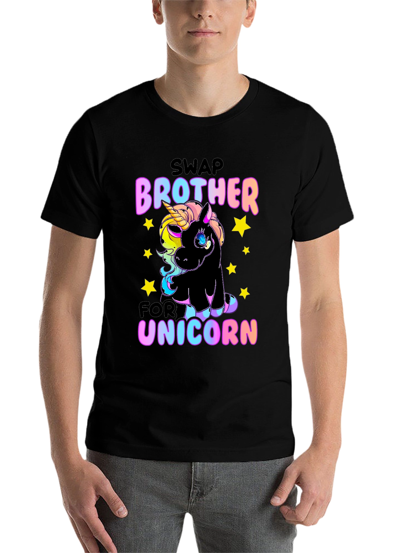 Black Swap Brother for Unicorn T-Shirt view 7