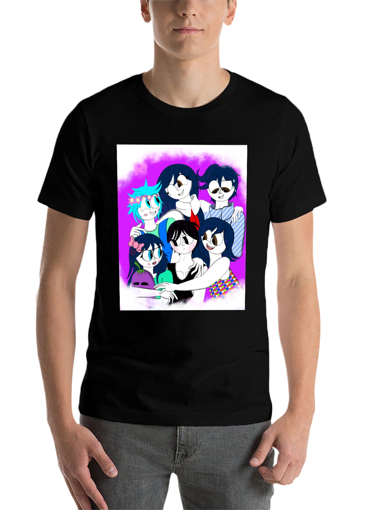 Black Anime Style Graphic Tee view 7