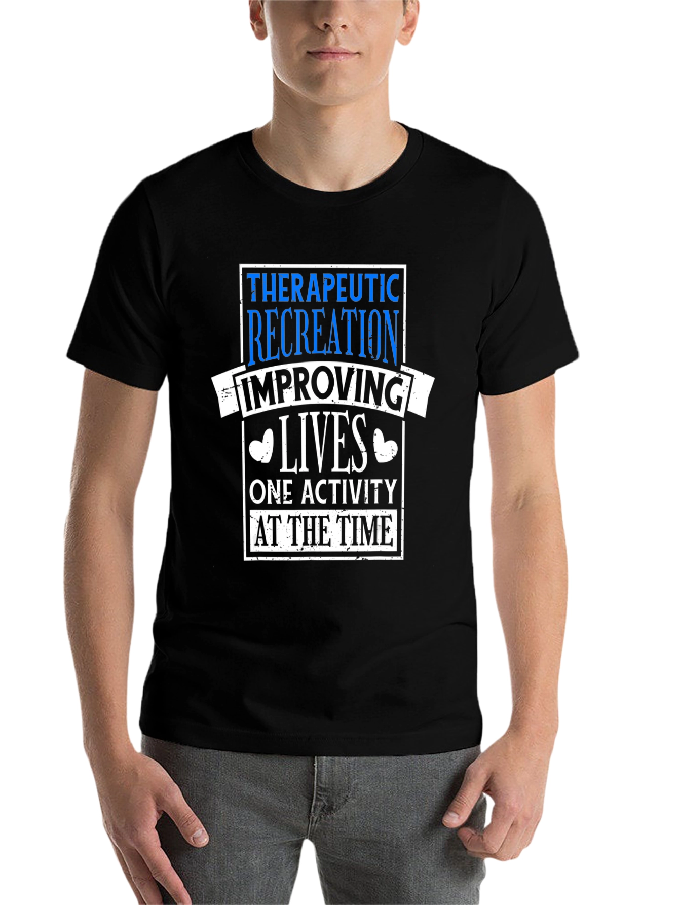 Black Therapeutic Recreation T-Shirt: Improving Lives One Activity view 7