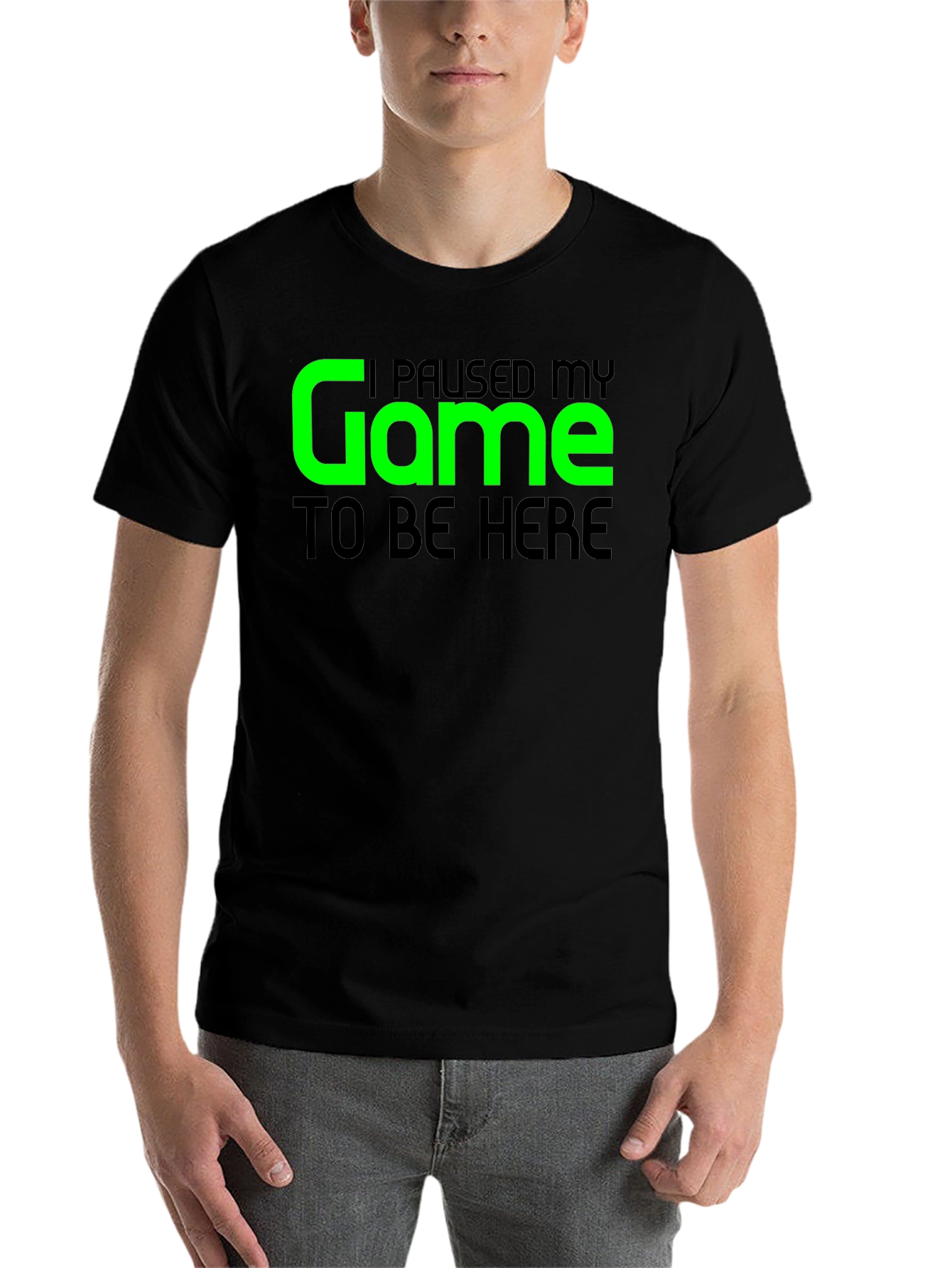 Black Gamer T-Shirt - I Paused My Game To Be Here view 7