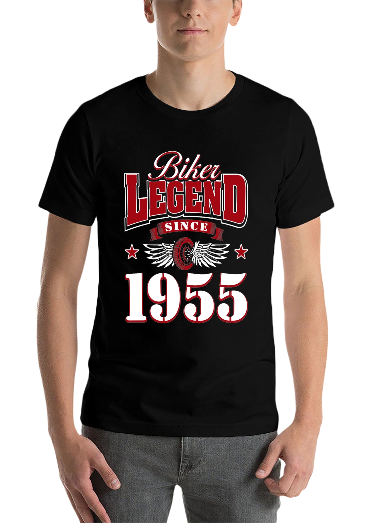 Black Biker Legend Since 1955 Graphic T-Shirt view 7