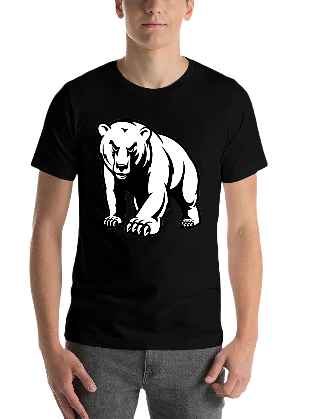 Black Bear Graphic Tee - Black Crew Neck T-Shirt view 7