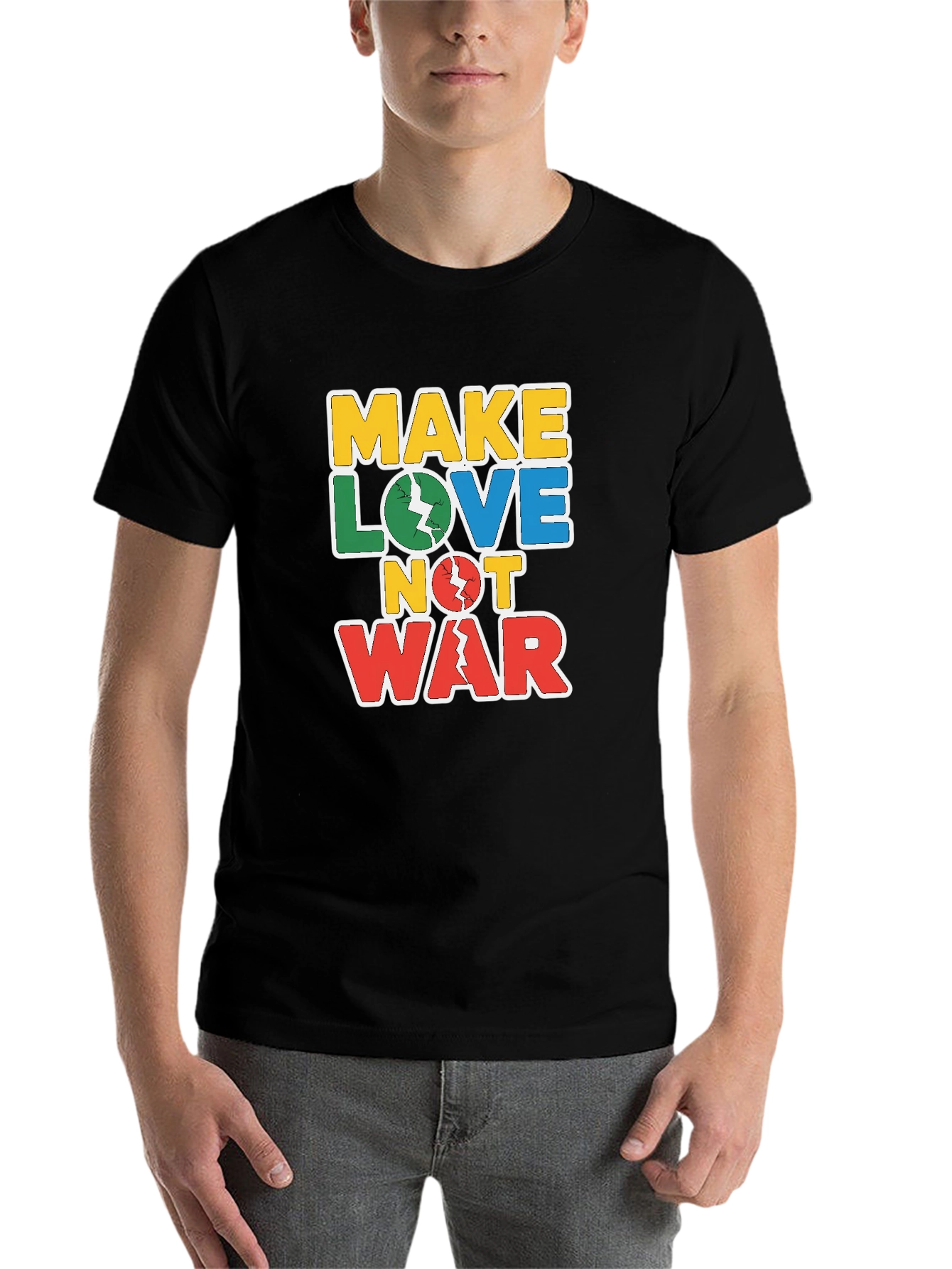 Black Make Love Not War Graphic Tee view 7