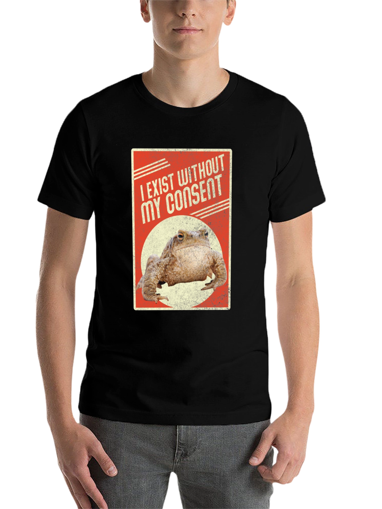 Black Exist Without Consent Frog Graphic T-Shirt view 7