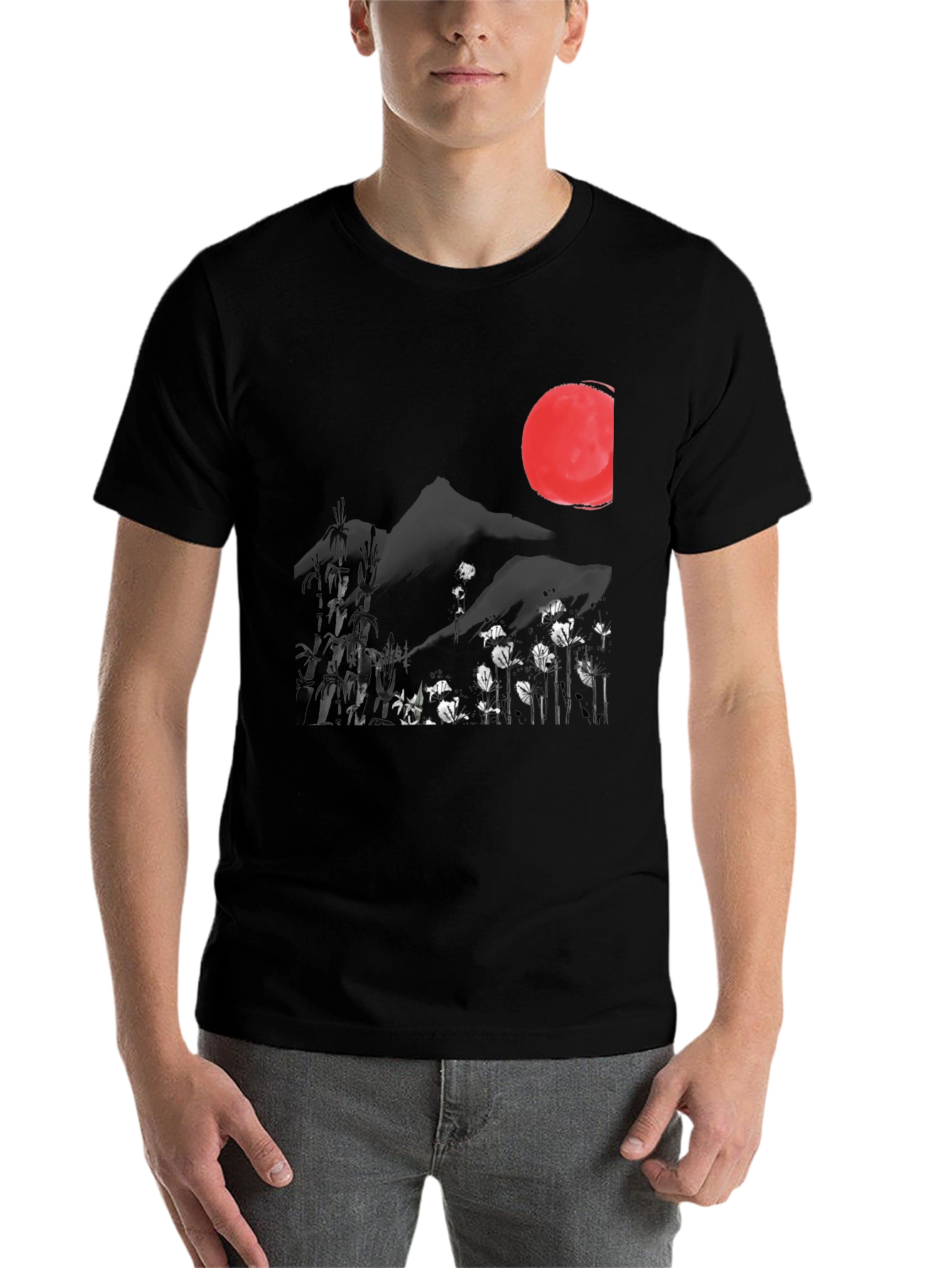 Black Japanese Sumi-e Style Graphic Tee view 7