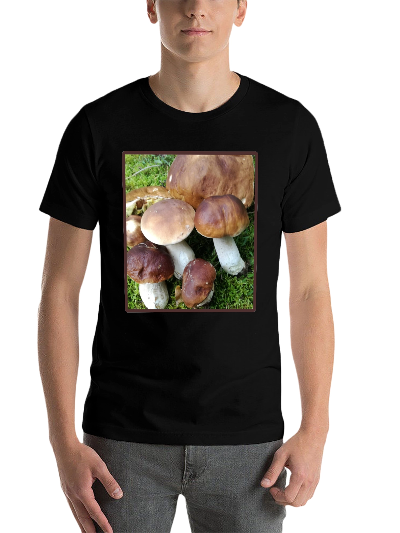 Black Mushroom Graphic T-Shirt - Forest Fungi Tee view 7