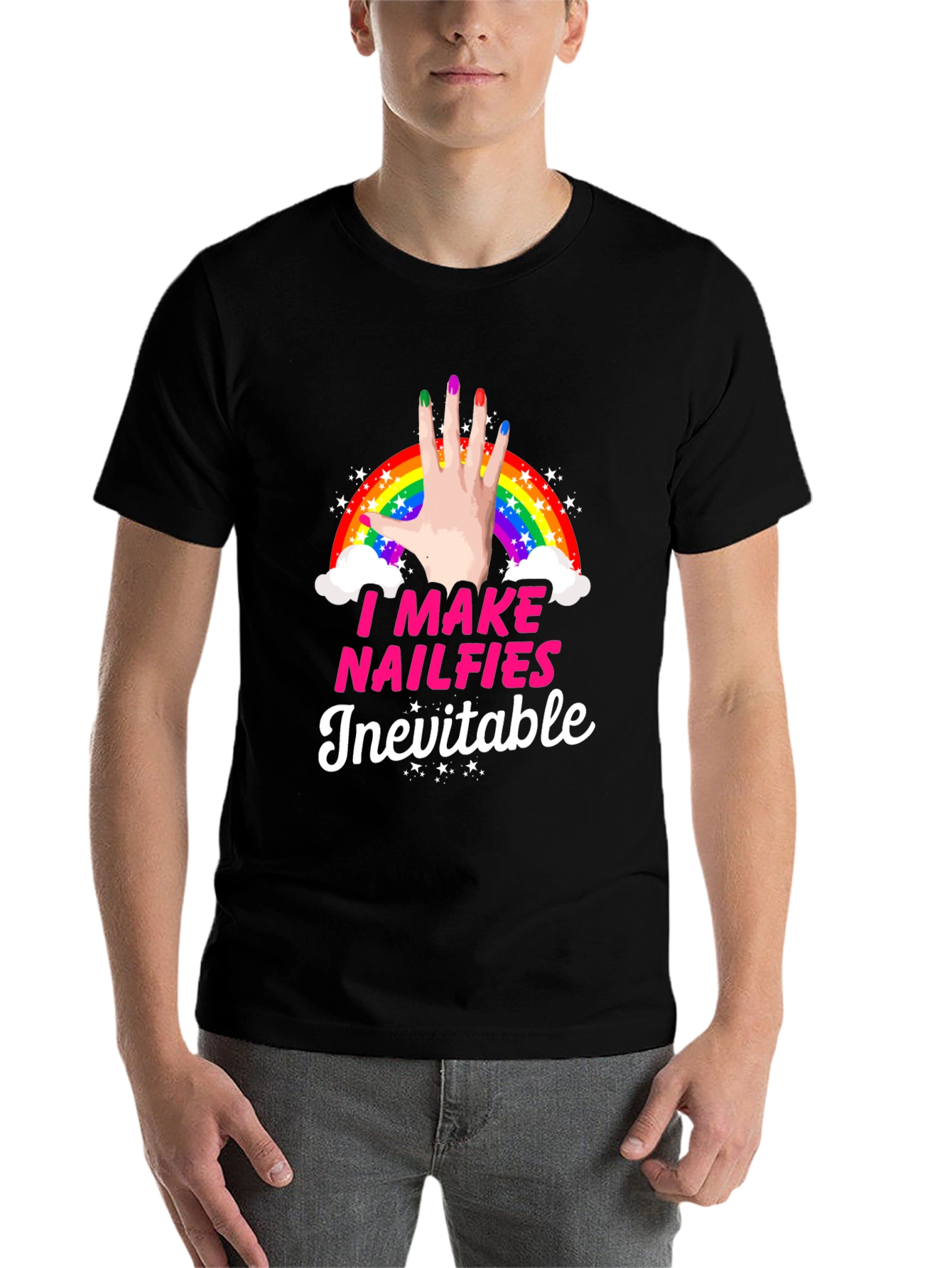 Black I Make Nailfies Inevitable T-Shirt view 7