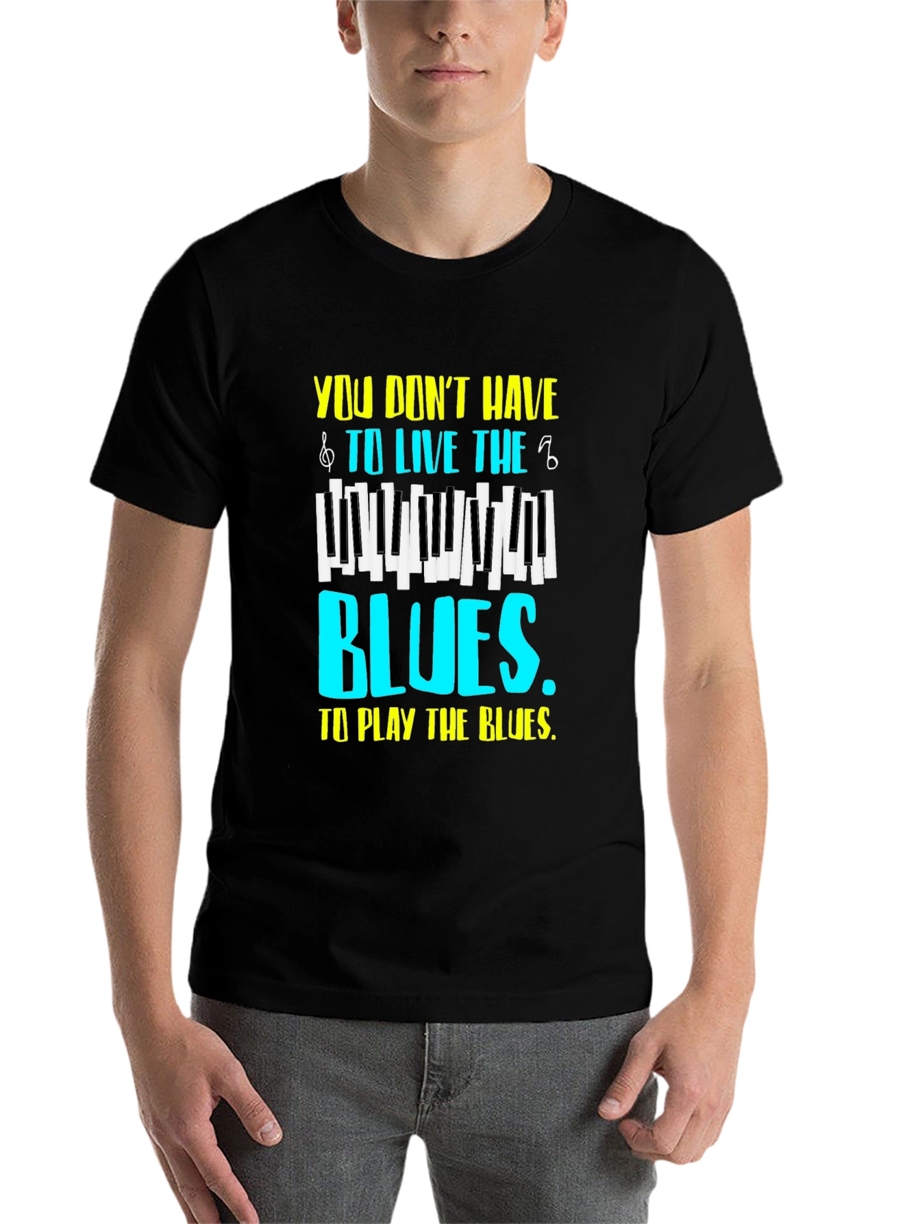 Black Piano Blues T-Shirt - Music Lover Tee view 7