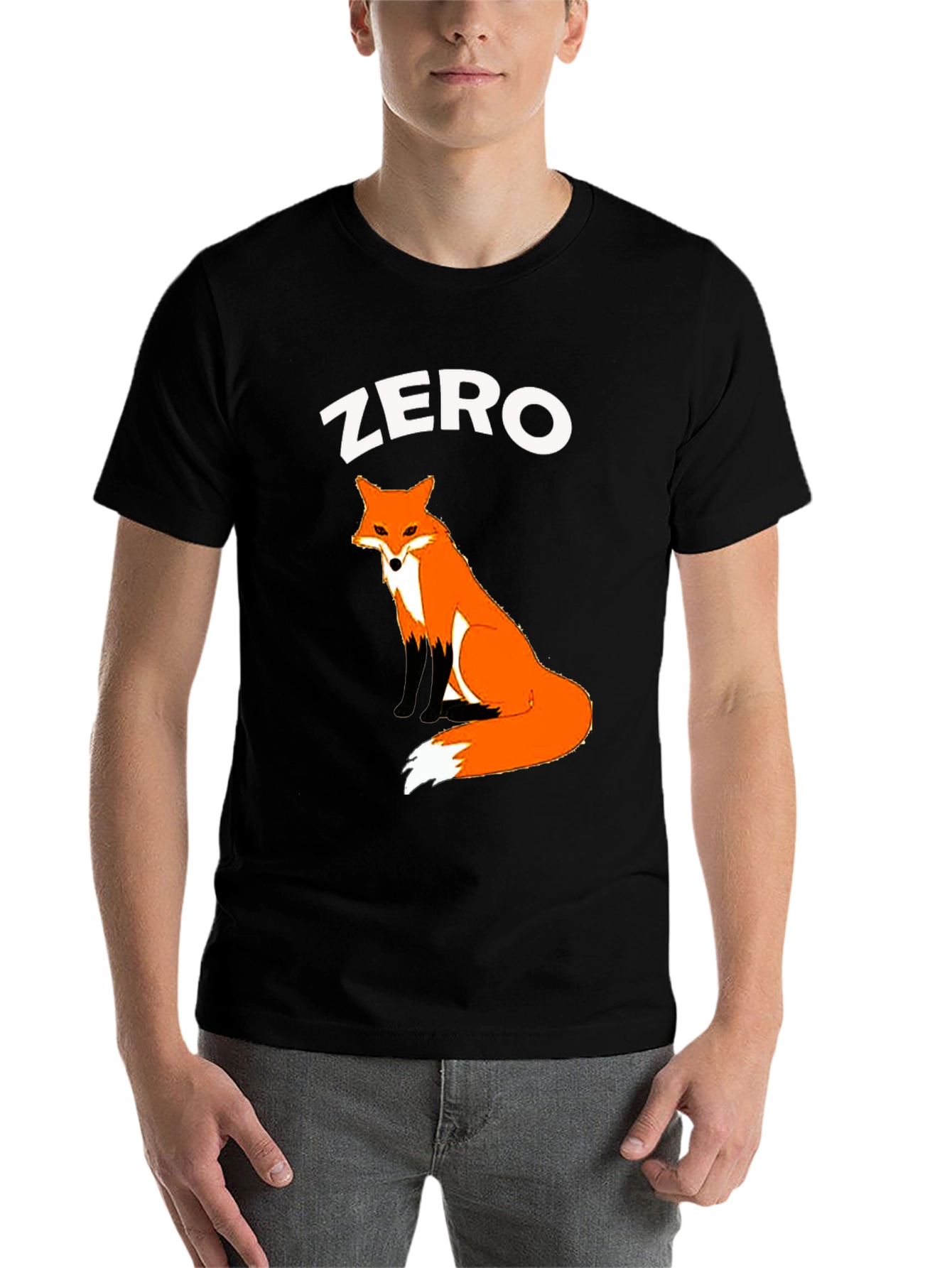 Black Zero Fox Given T-Shirt - Cute Animal Graphic Tee view 7