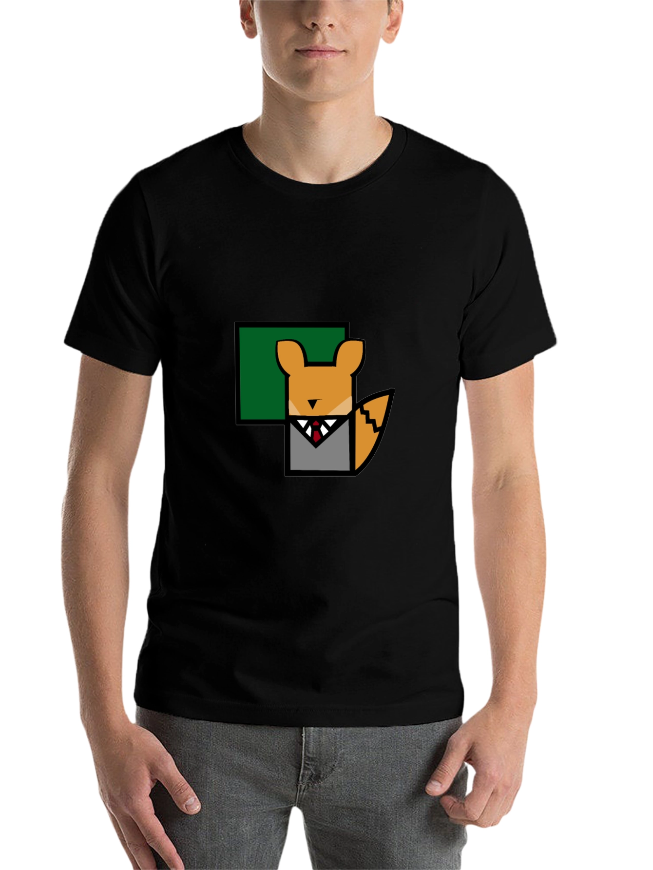 Black Geometric Fox T-Shirt - Cool Animal Design view 7