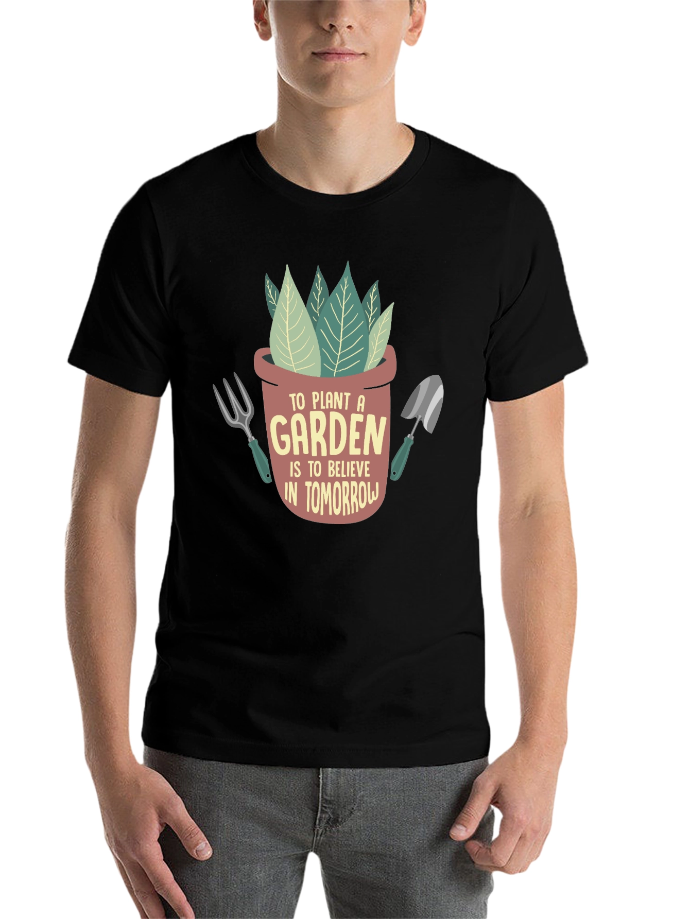 Black Plant a Garden Believe in Tomorrow Graphic T-Shirt view 7
