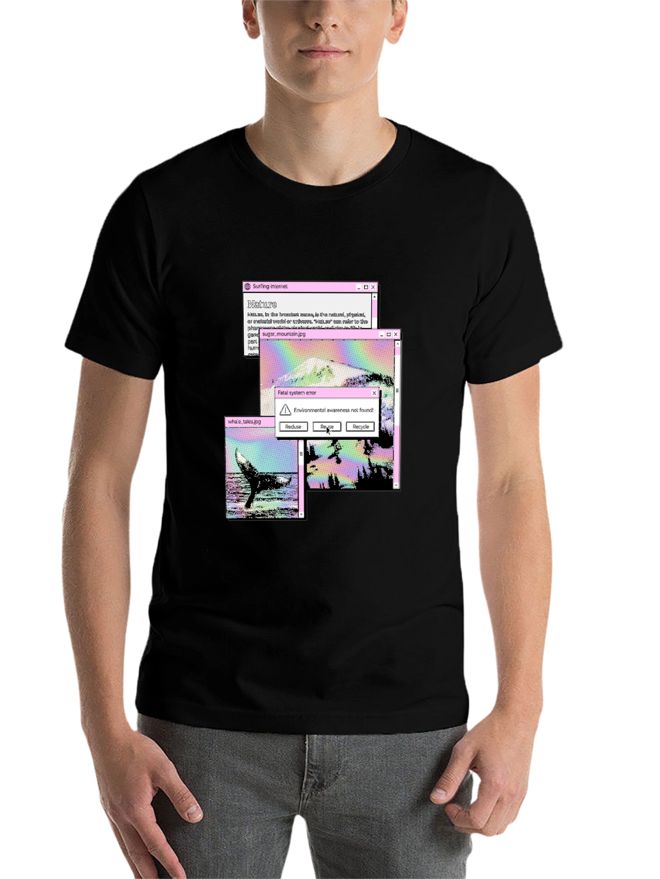 Black Surfing Internet Nature T-Shirt view 7