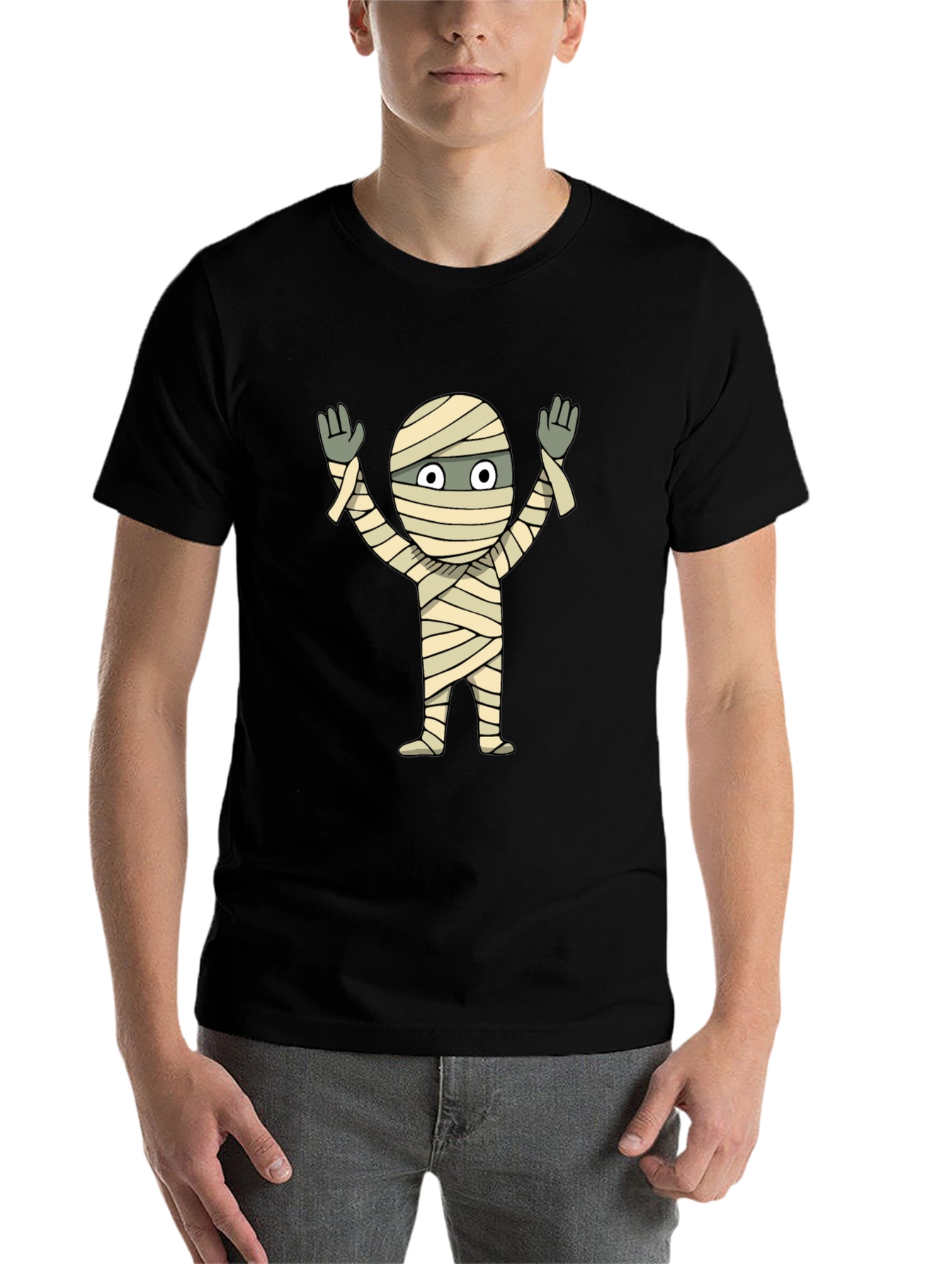 Black Mummy Graphic Tee - Halloween Black T-Shirt view 7