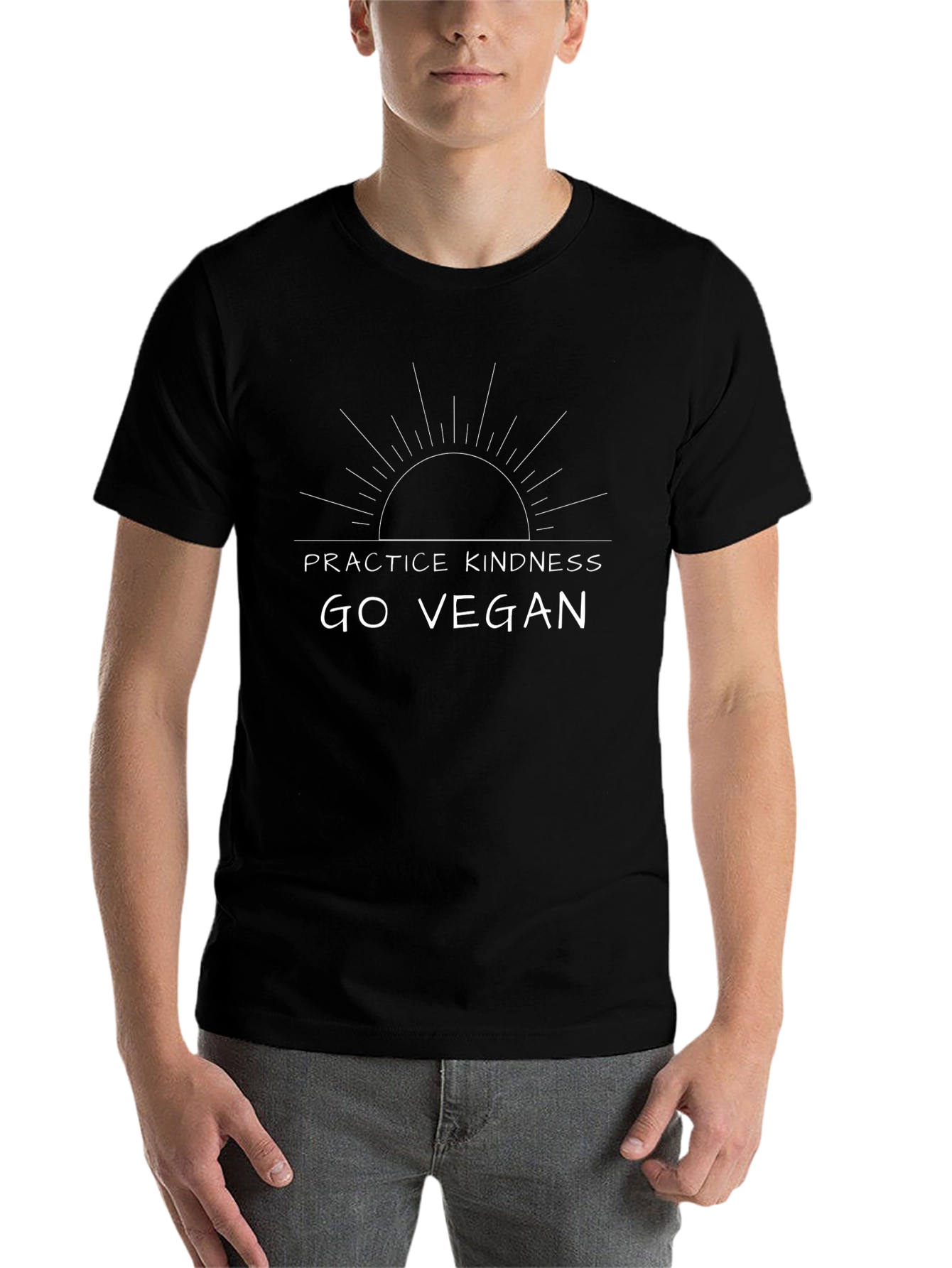 Black Practice Kindness Go Vegan Graphic Tee view 7