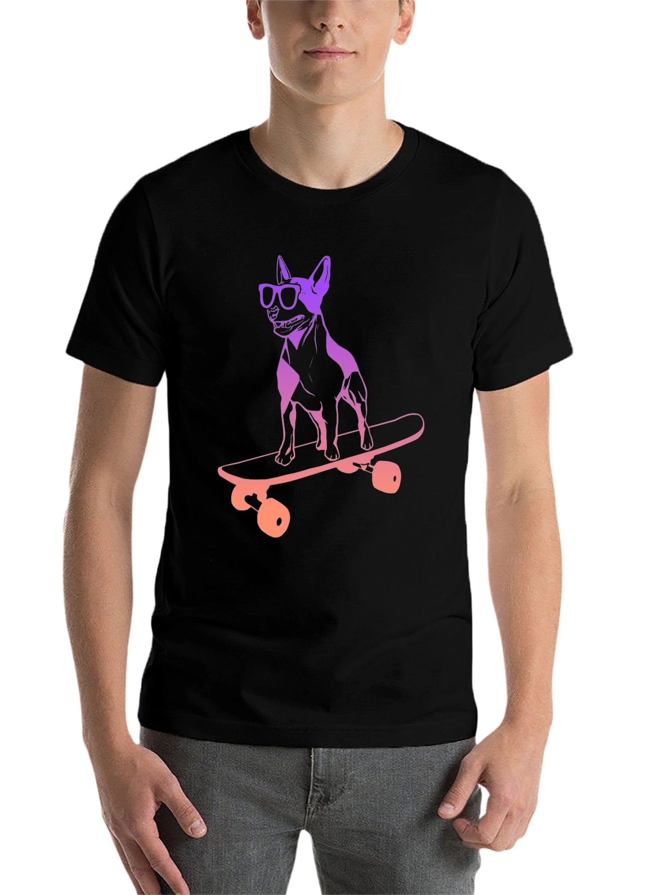 Black Skateboarding Dog Graphic Tee - Cool & Unique Design view 7