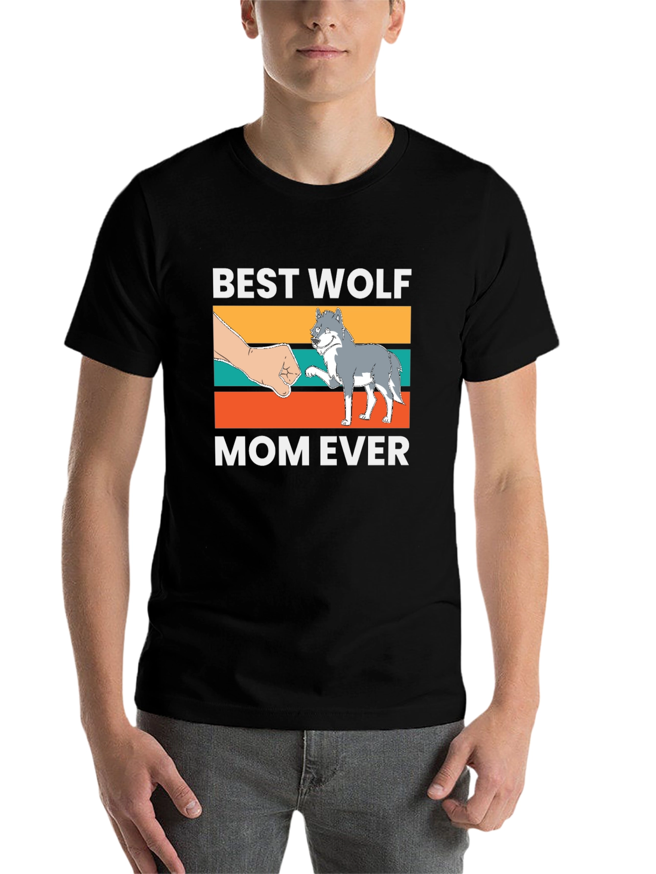 Black Best Wolf Mom Ever T-Shirt view 7
