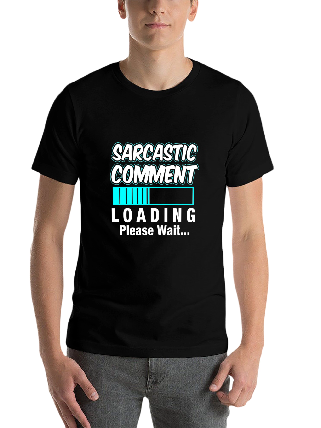 Black Sarcastic Comment Loading Graphic Tee - Black view 7